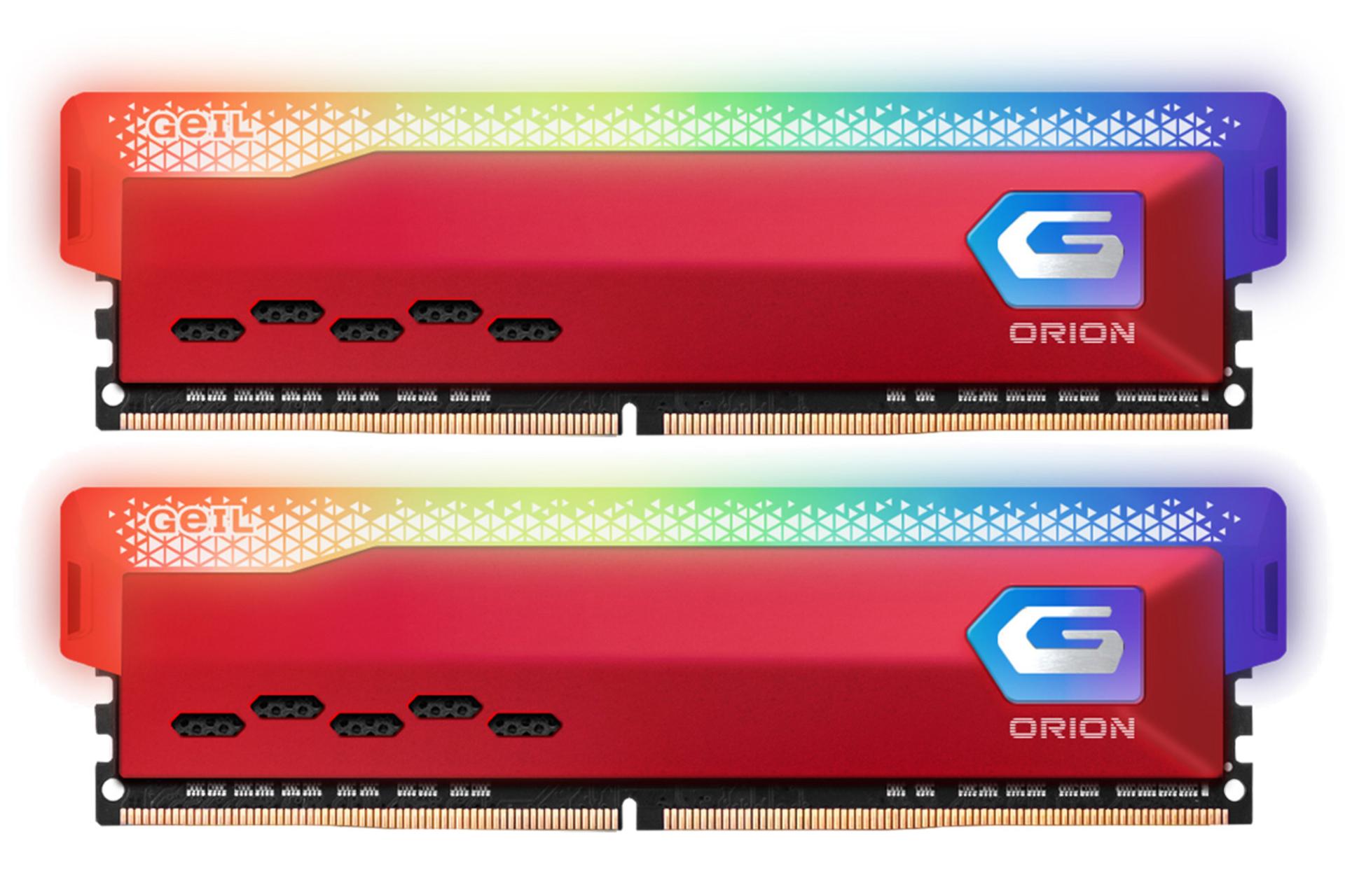 رنگ قرمز رم گیل GEIL ORION RGB 16GB (2x8) DDR4-3200 CL22