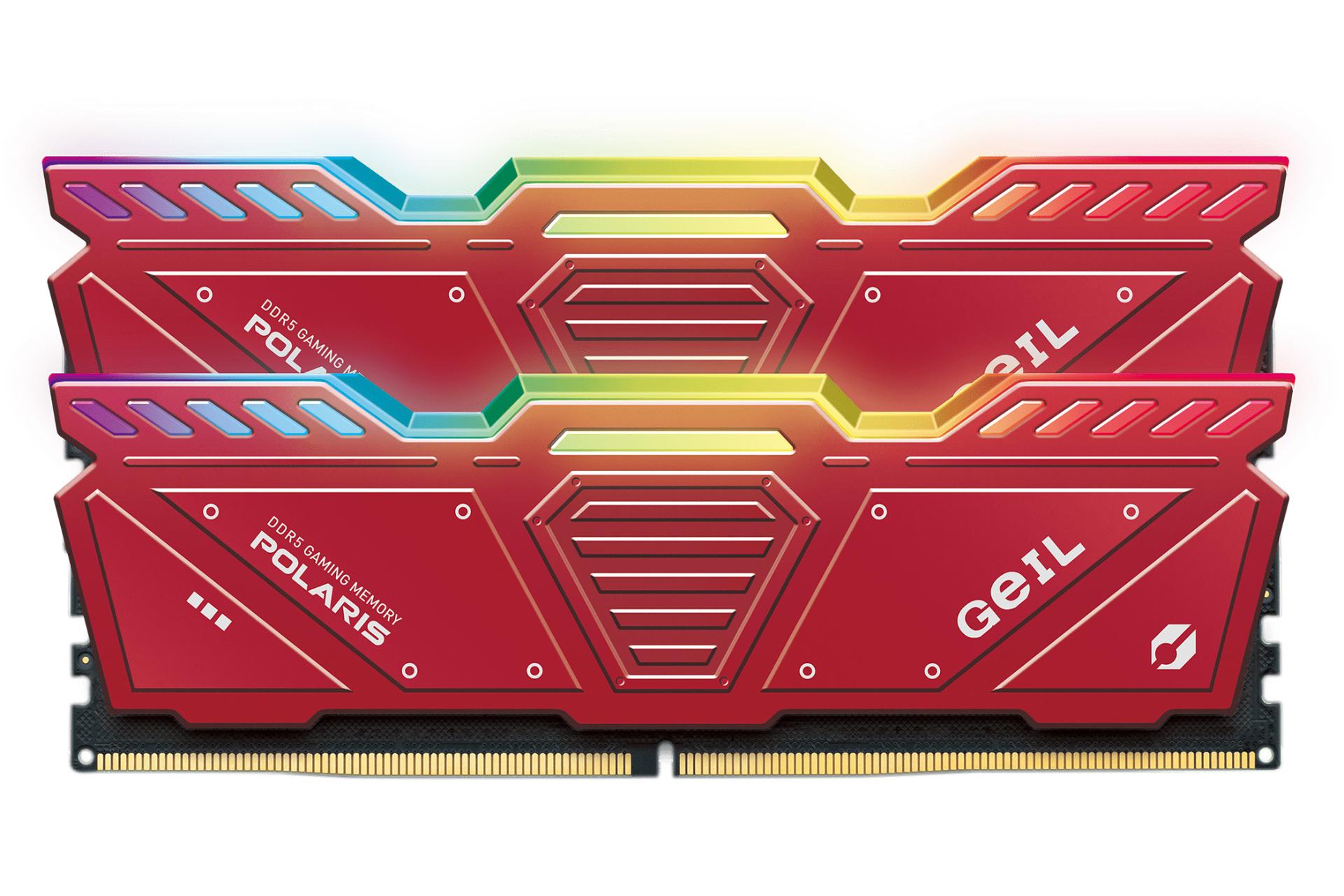 رنگ قرمز رم گیل GEIL POLARIS RGB 64GB (2x32) DDR5-5200 CL38