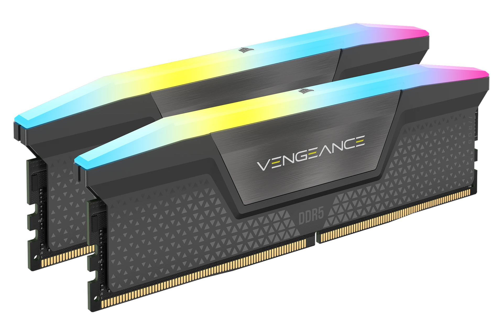 نمای کناری رنگ خاکستری رم کورسیر Corsair VENGEANCE RGB 64GB (2x32) DDR5-5200 CL40