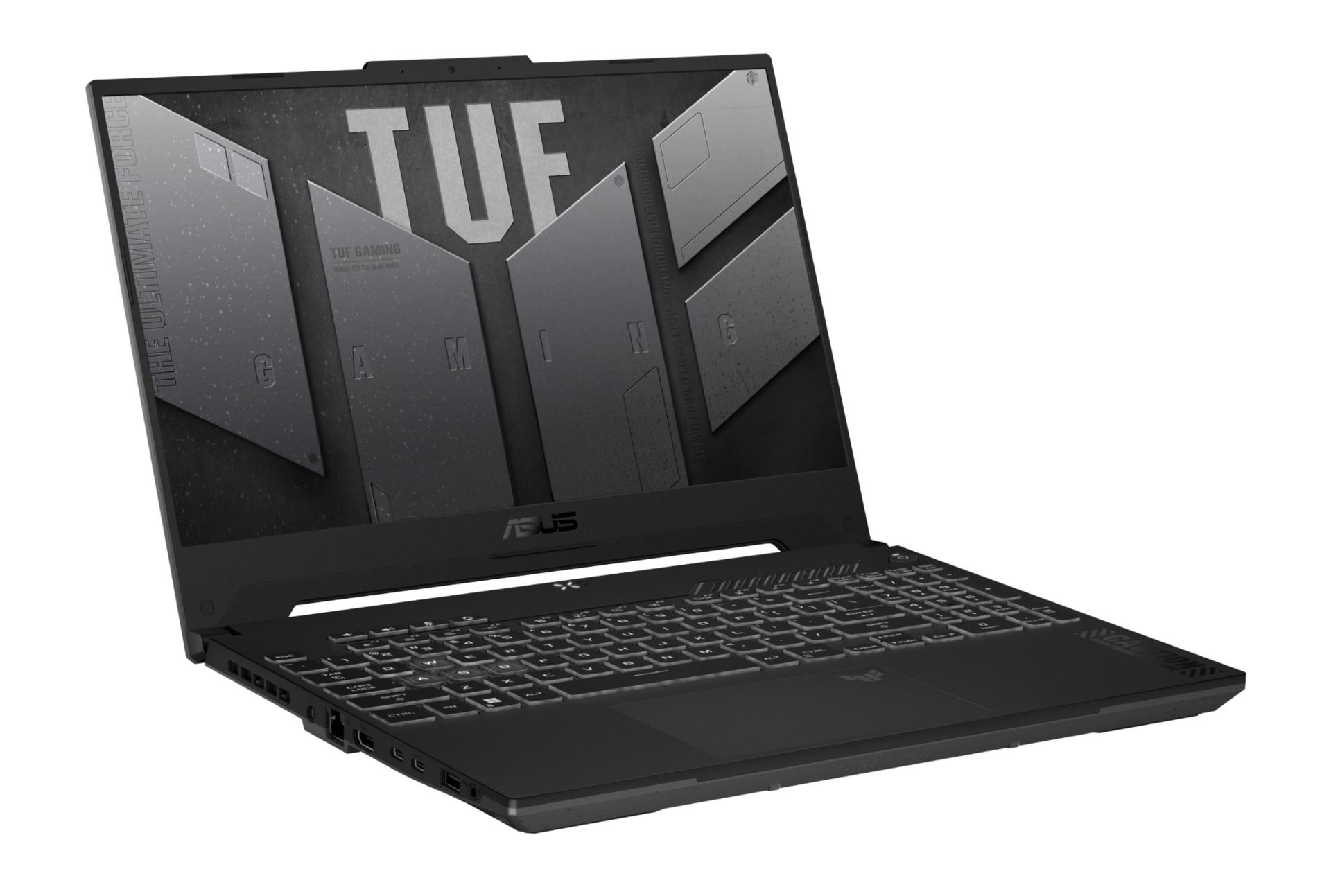 نمای نیمرخ لپ تاپ TUF Gaming F15 FX507VV ایسوس با نمایش درگاه های لبه سمت چپ