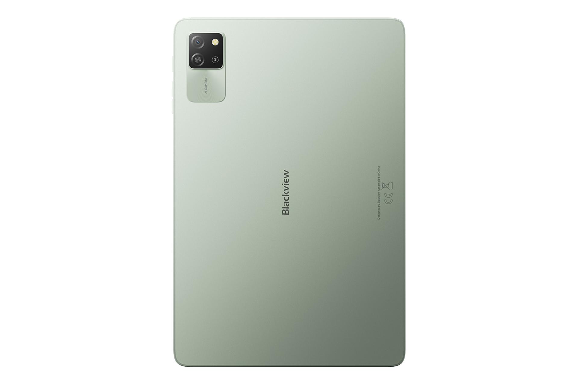نمای پنل پشت تبلت تب 60 WiFi بلک ویو / Blackview Tab 60 WiFi با نمایش لوگو و دوربین پنل پشت رنگ سبز