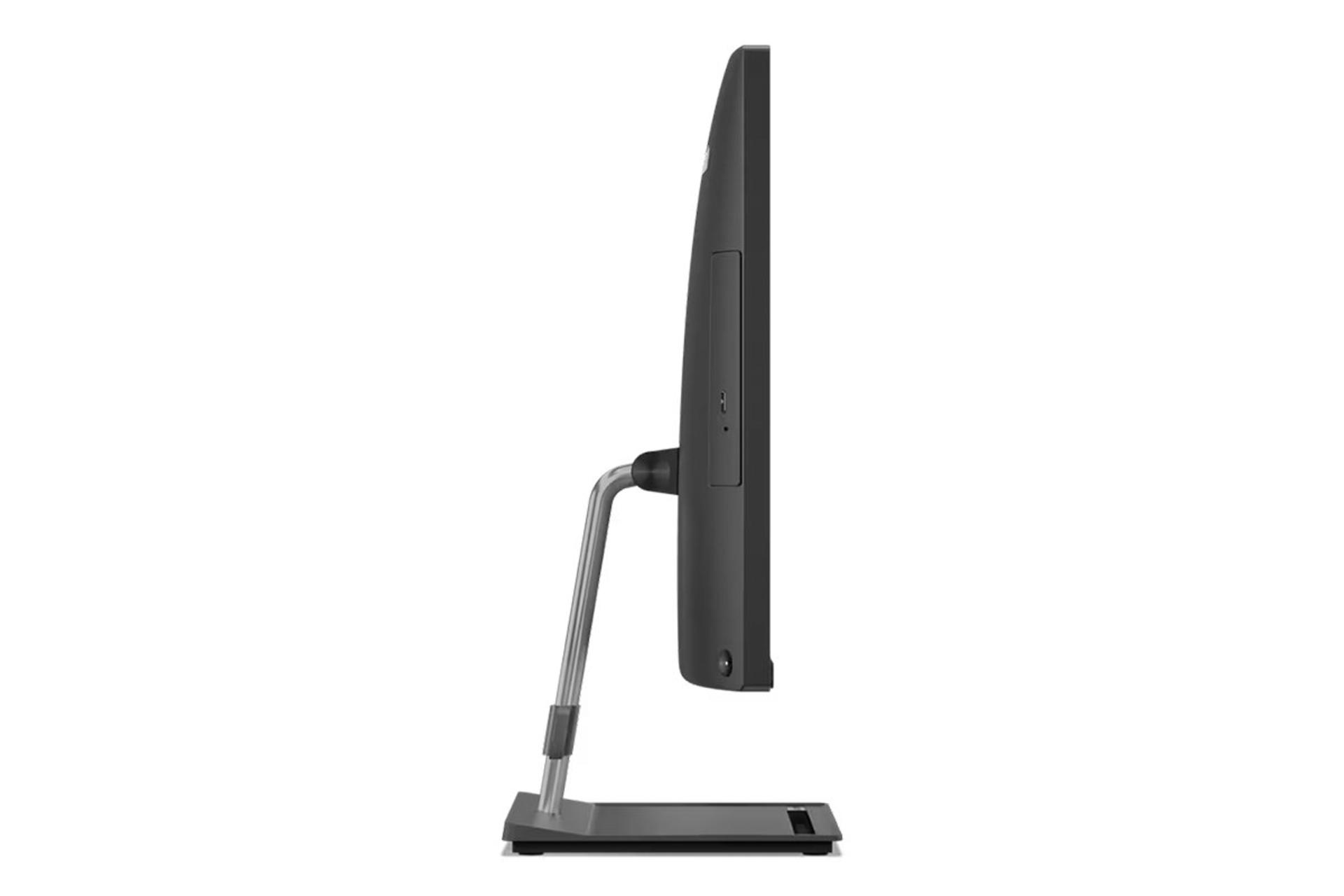 نمای لبه کناری کامپیوتر همه کاره ThinkCentre neo 30a 27 لنوو با نمایش درایو نوری لبه سمت چپ
