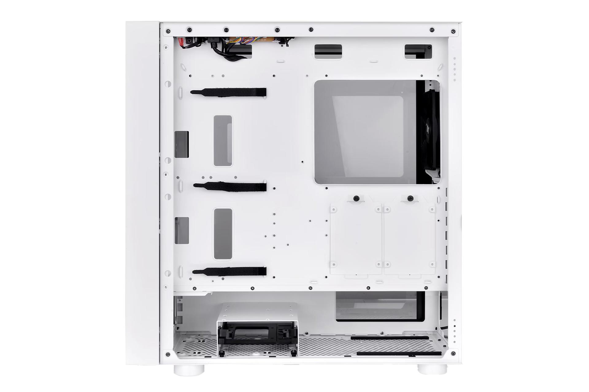 نمای اجزای داخلی سمت راست کیس کامپیوتر ترمالتیک H570 TG ARGB با نمایش فضای مدیریت کابل و محل نصب پاور