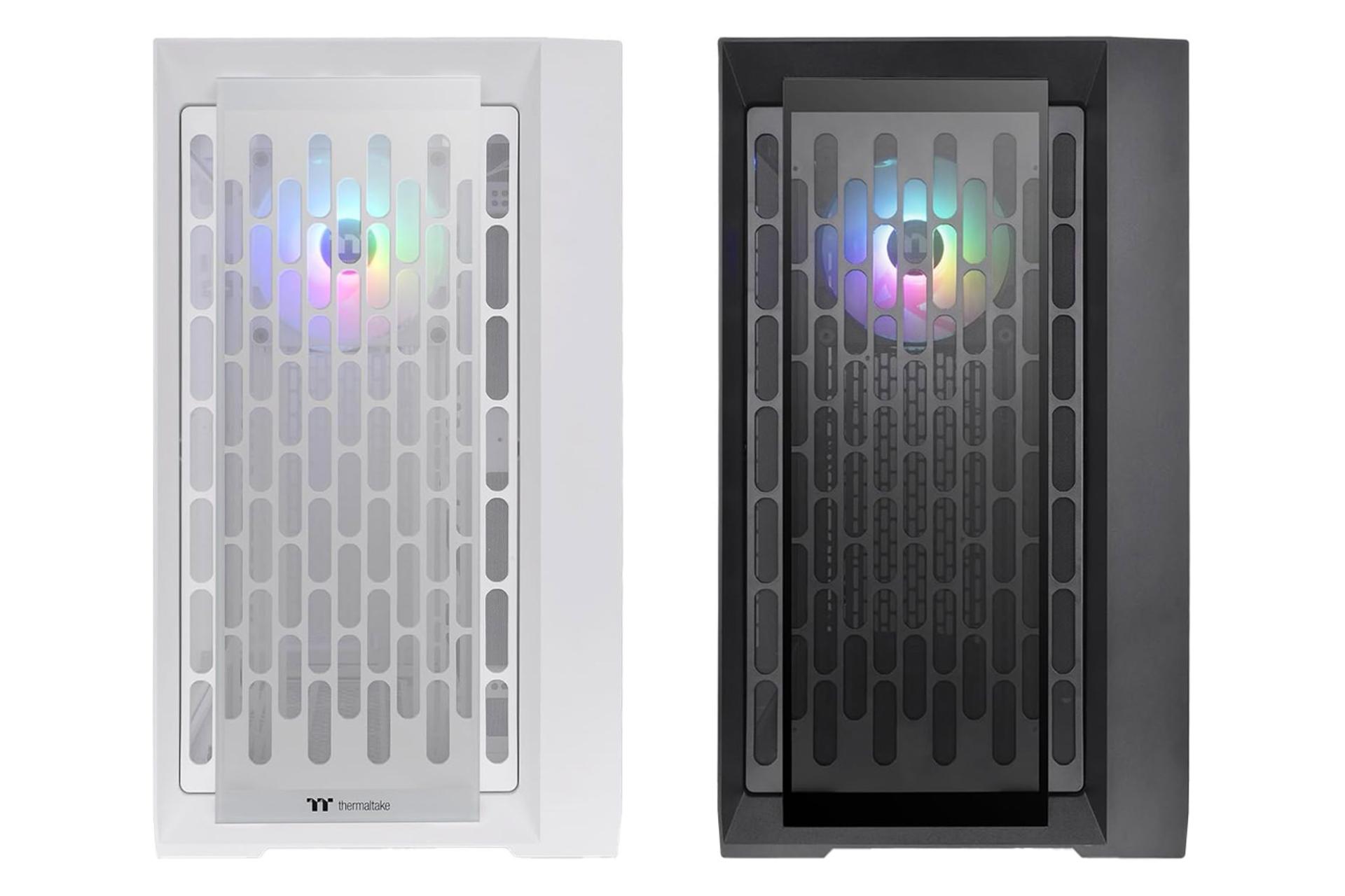 نمای رو به روی کیس کامپیوتر ترمالتیک CTE C750 TG ARGB با نمایش لوگو و فن پنل جلو