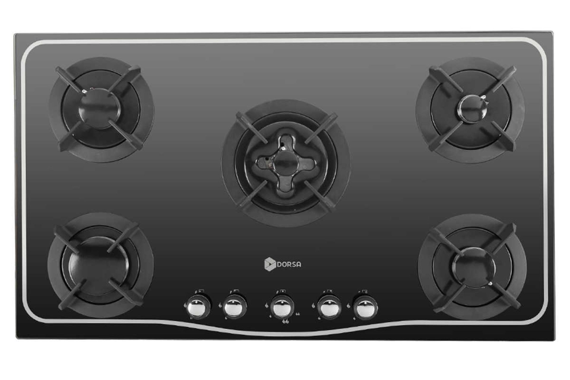 نمای بالای اجاق گاز صفحه ای درسا DG2112-5M رنگ مشکی نقره ای