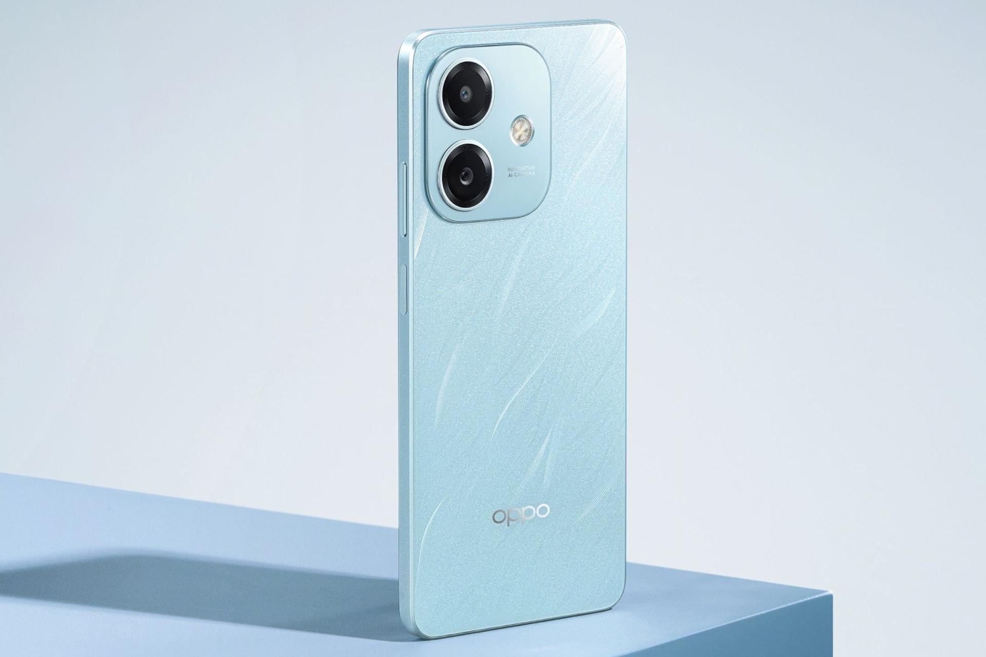 سمت چپ پنل پشت گوشی موبایل اوپو Oppo A3x 4G آبی روشن