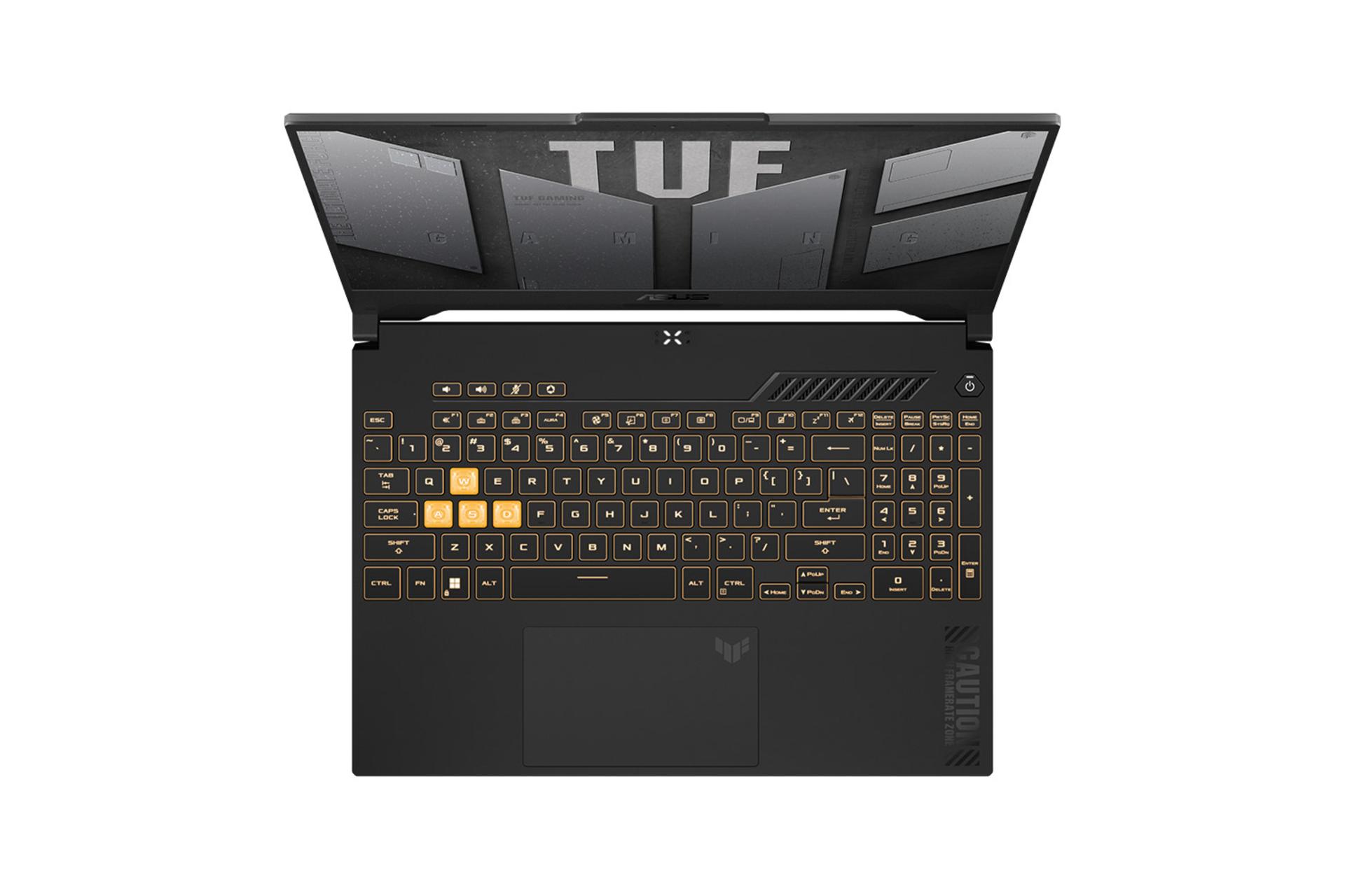 لپ تاپ ایسوس ASUS TUF Gaming F15 FX507VV نمای بالا و کیبورد