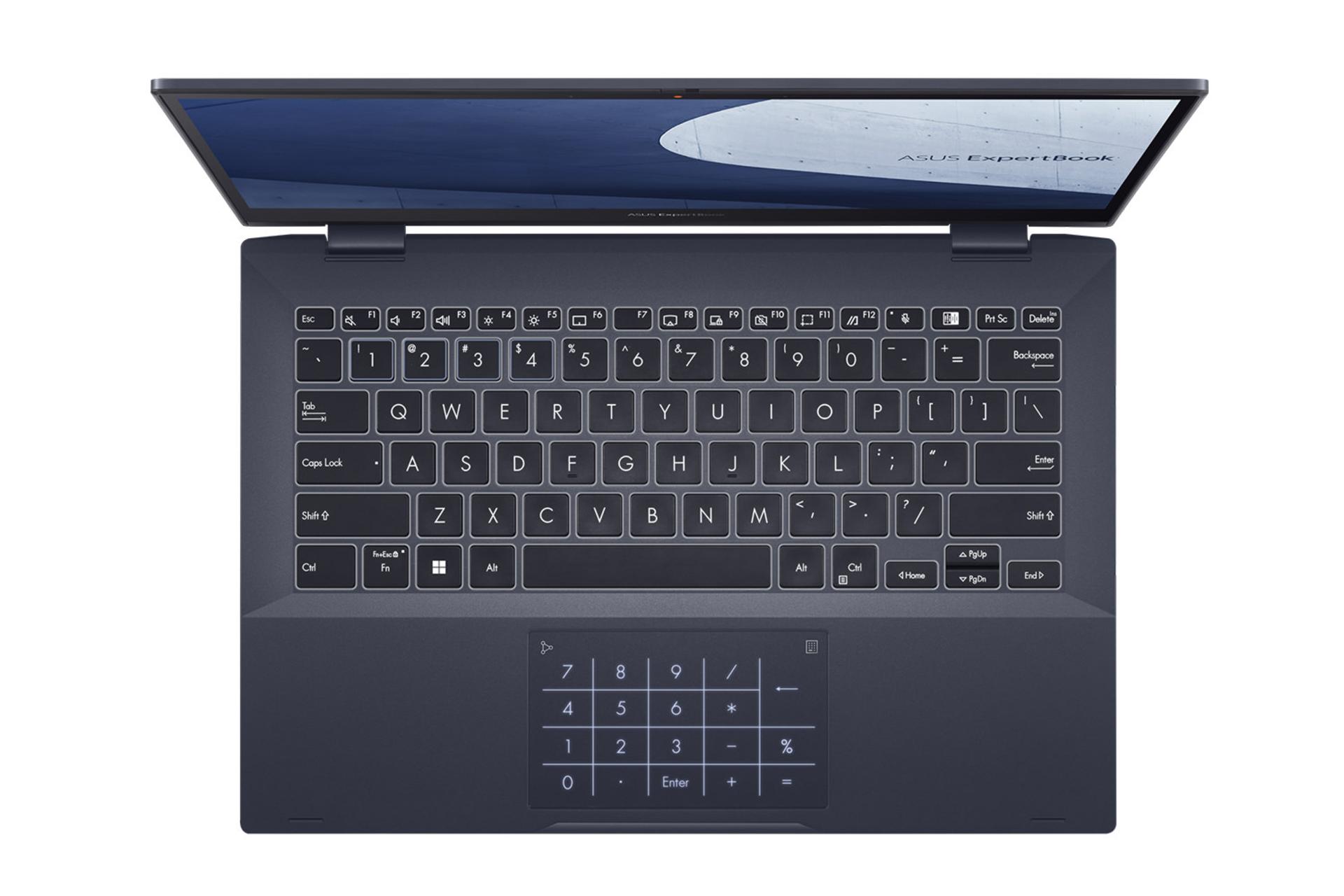 لپ تاپ ایسوس ExpertBook B5 Flip B5302FBA نمای بالا و کیبورد