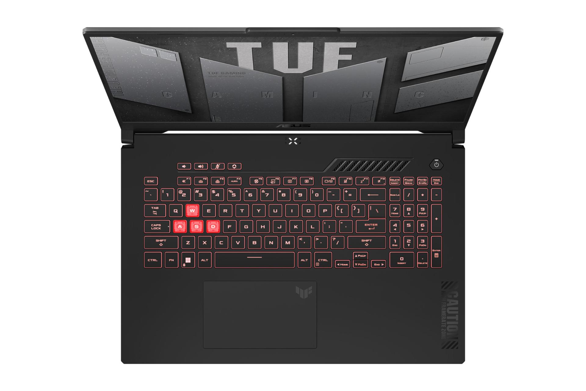 لپ تاپ ایسوس ASUS TUF Gaming A17 2023 نمای بالا و کیبورد