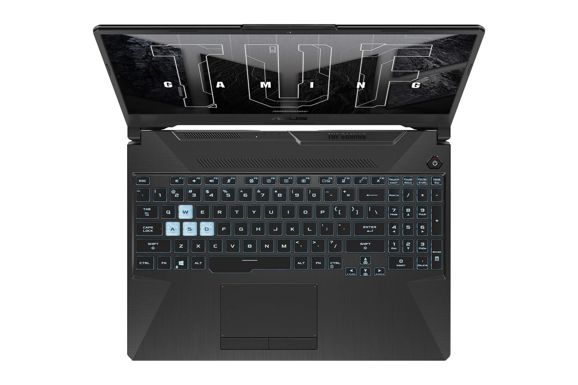 لپ تاپ ایسوس ASUS TUF Gaming A15 FA506NFR نمای بالا و کیبورد