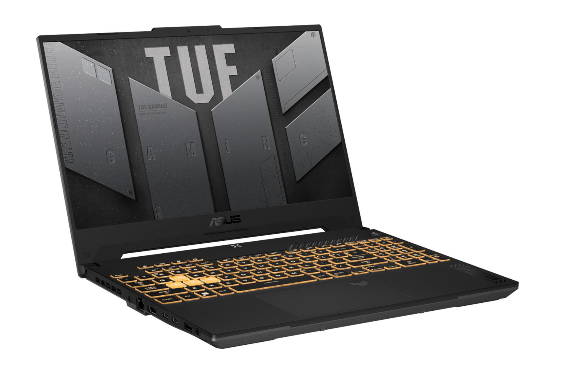لپ تاپ ایسوس ASUS TUF Gaming A15 FA507NUR نمای جلو و درگاه های چپ مقاله از پژواک | مرجع تخصصی بازار موبایل ایران