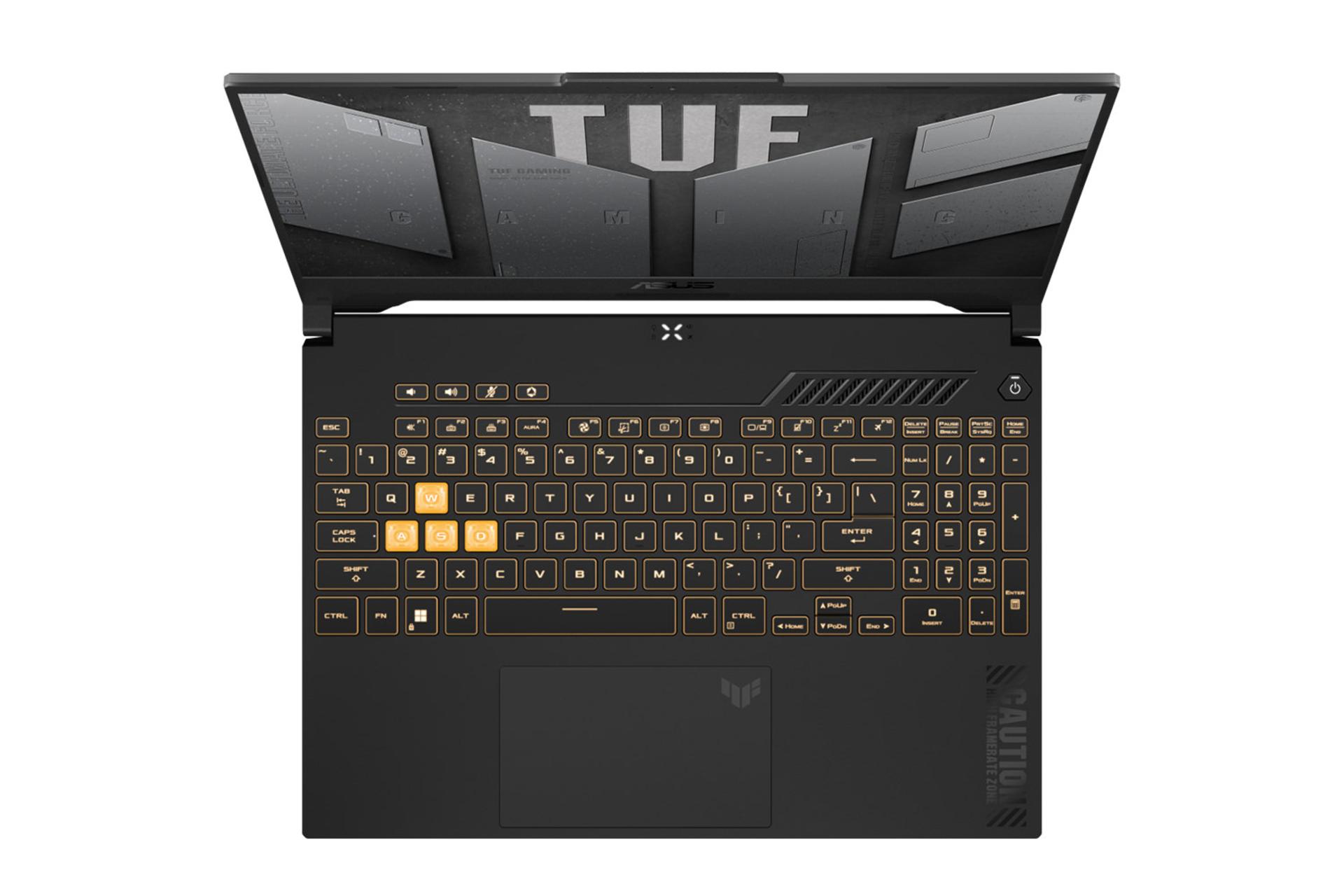 لپ تاپ ایسوس ASUS TUF Gaming A15 FA507NUR نمای بالا و کیبورد مقاله از پژواک | مرجع تخصصی بازار موبایل ایران