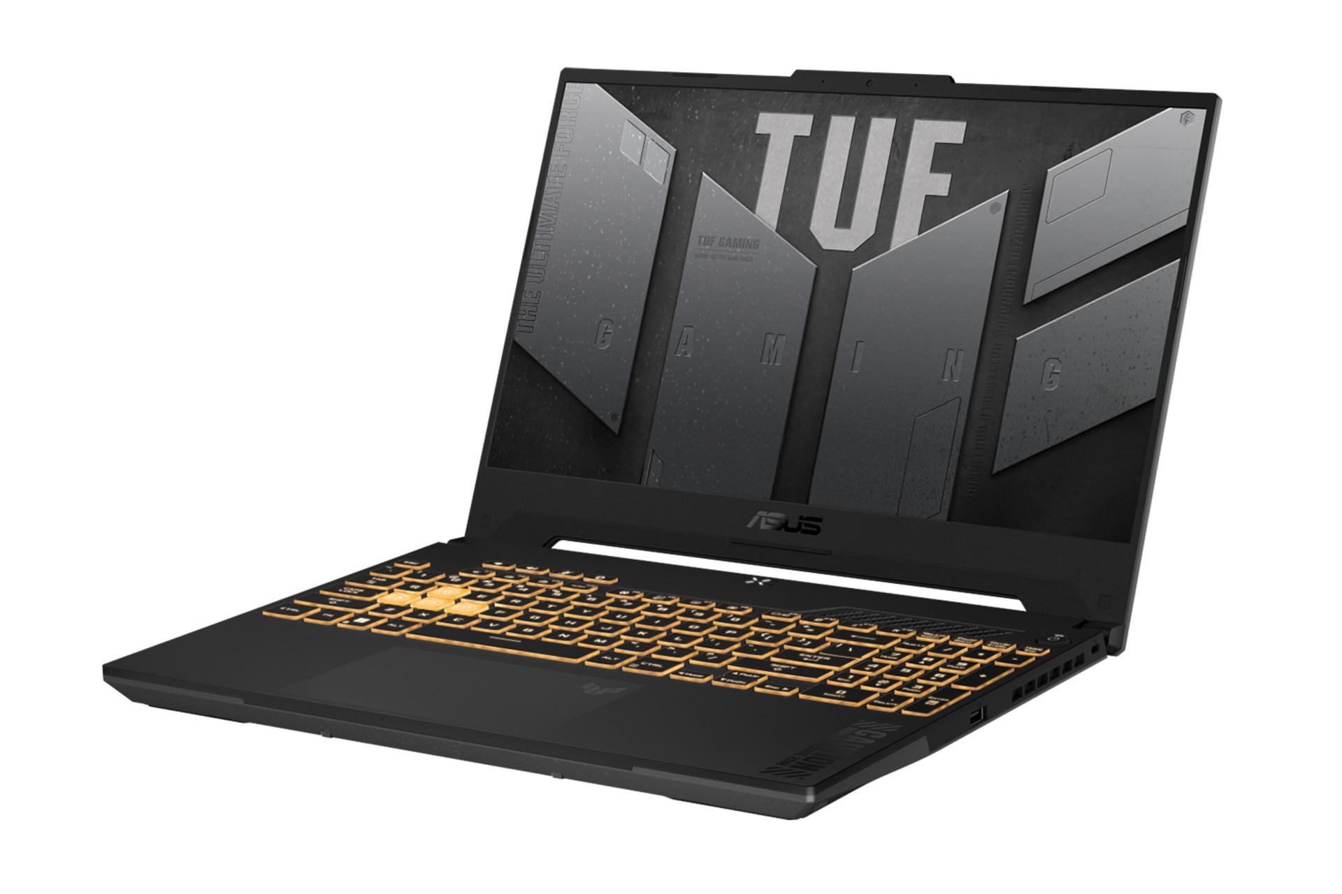 لپ تاپ ایسوس ASUS TUF Gaming A15 FA507NUR نمای جلو و درگاه های راست مقاله از پژواک | مرجع تخصصی بازار موبایل ایران