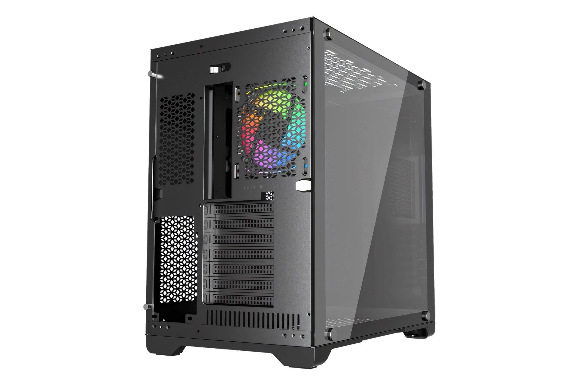 نمای نیمرخ پنل پشت کیس کامپیوتر لاجی کی C589B با نمایش اسلات های توسعه و منافذ عبور هوا