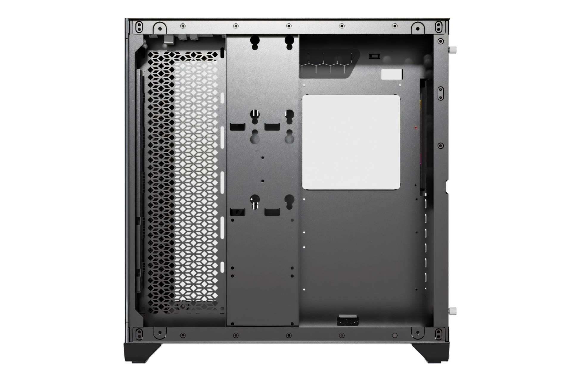 نمای داخلی پنل سمت راست کیس کامپیوتر لاجی کی C589B با نمایش محل نصب پاور و فضای مدیریت کابل