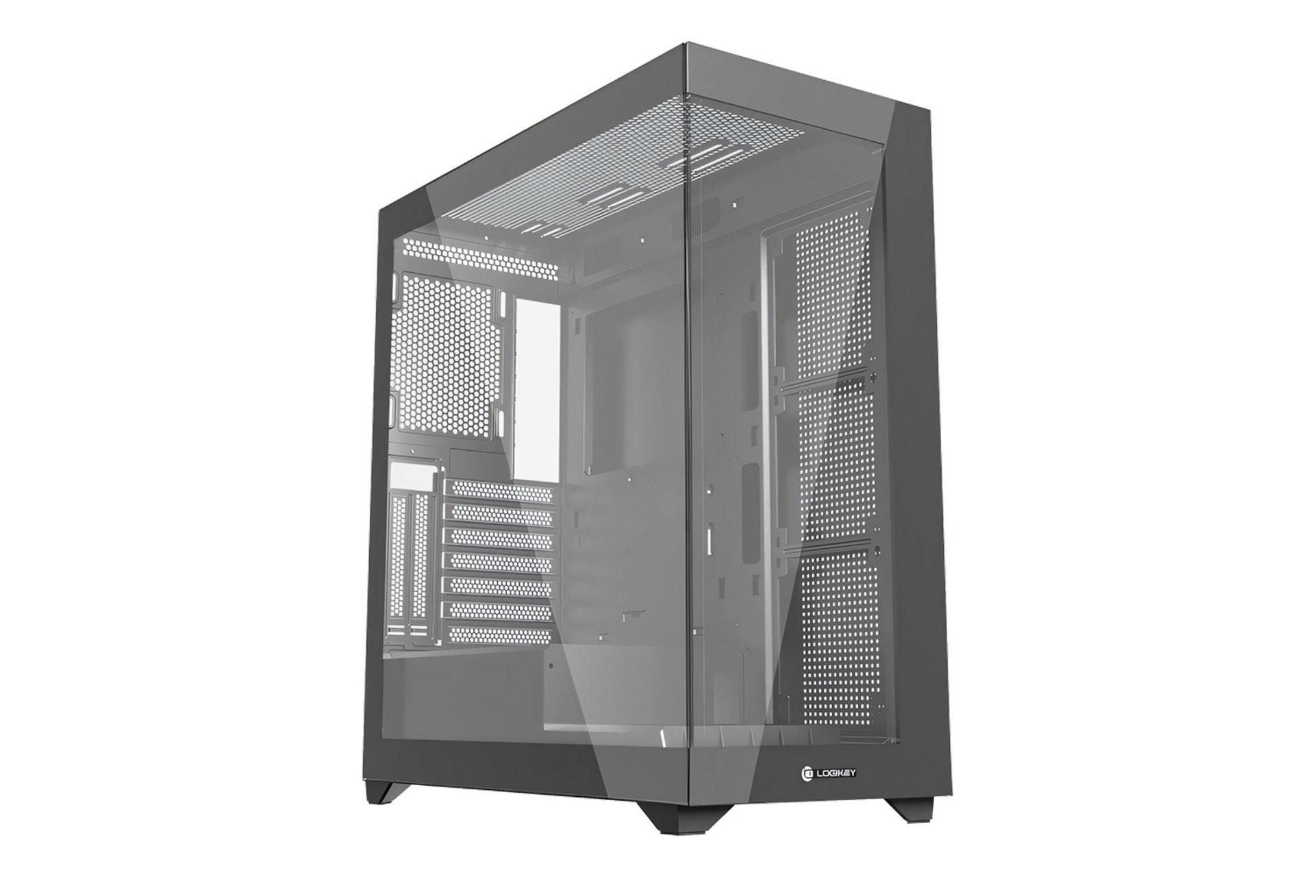 نمای نیمرخ کیس کامپیوتر لاجی کی C540B با نمایش پنل جلو و کناری