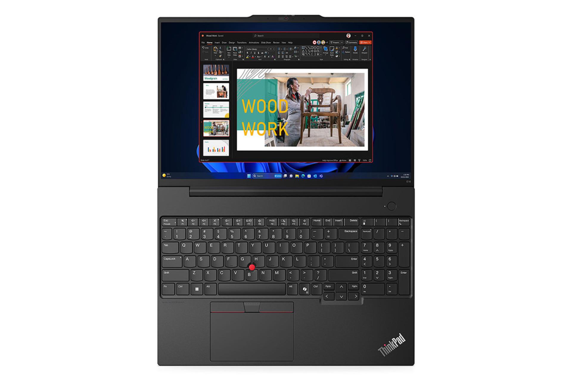 لپ تاپ لنوو Lenovo ThinkPad E16 Gen 2 نمای بالا و کیبورد