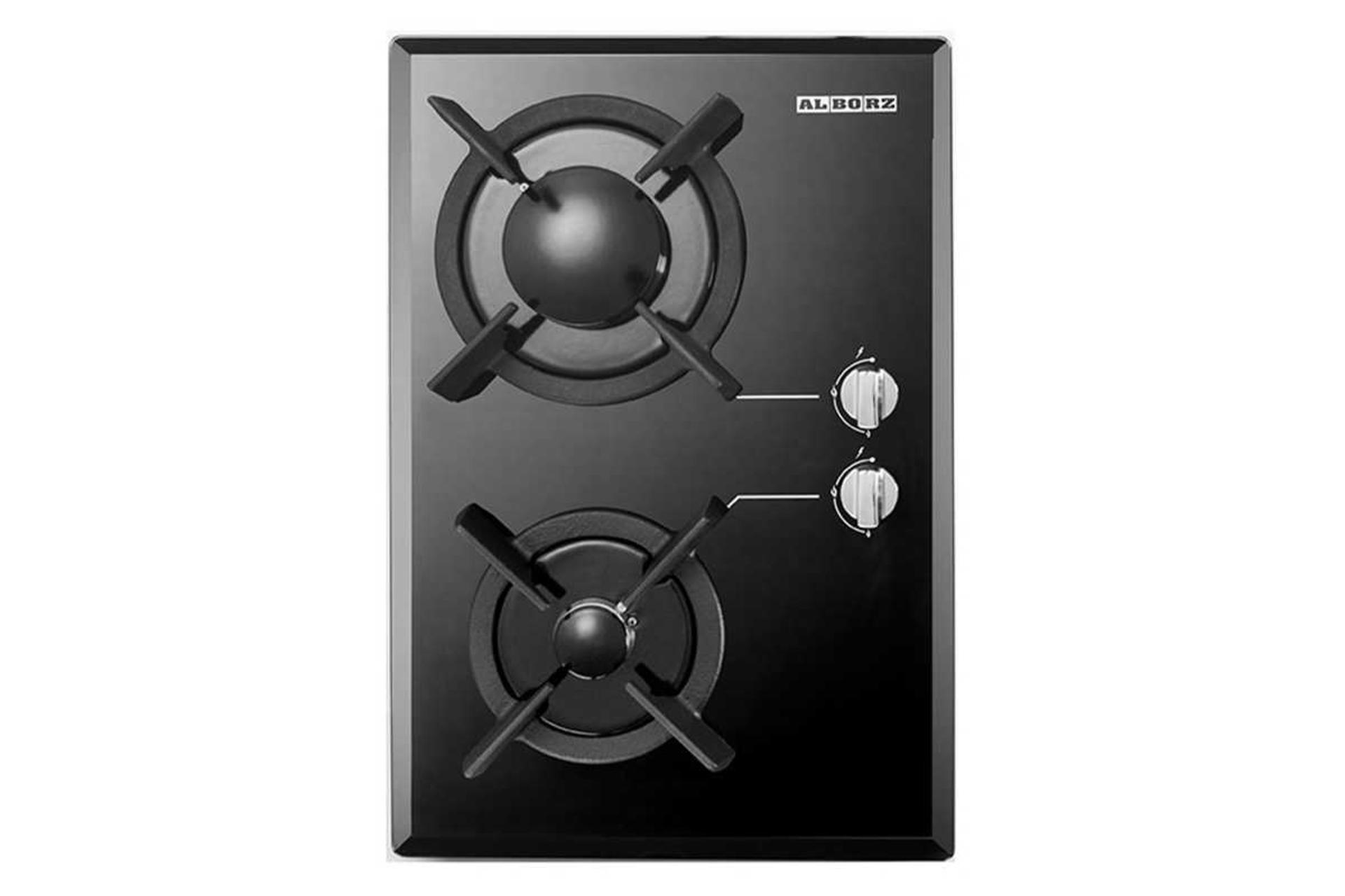 نمای بالای اجاق گاز صفحه ای دو شعله استیل البرز G-2302