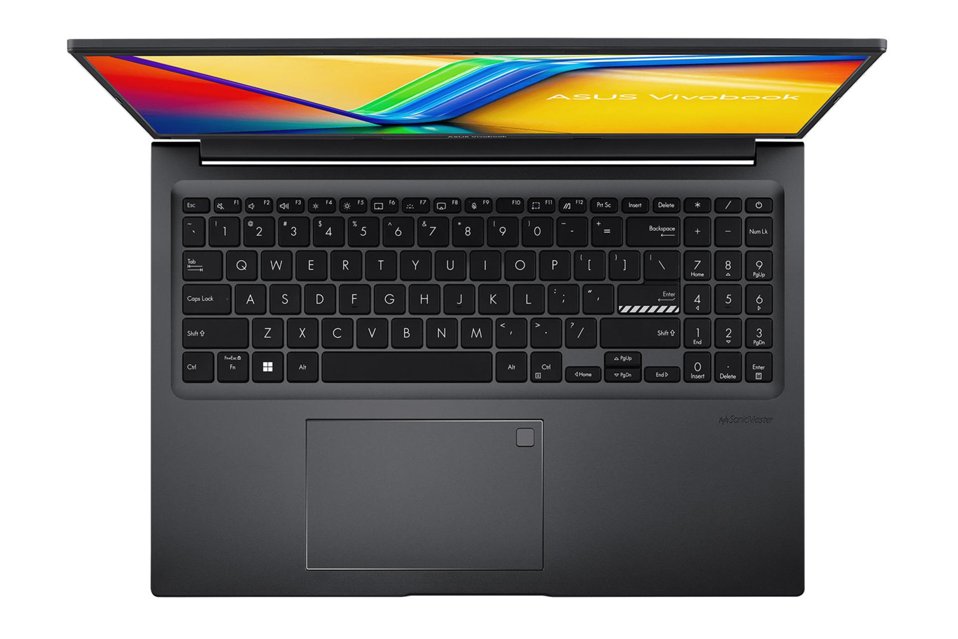 لپ تاپ ایسوس ASUS Vivobook 16X F1605VA نمای بالا و کیبورد