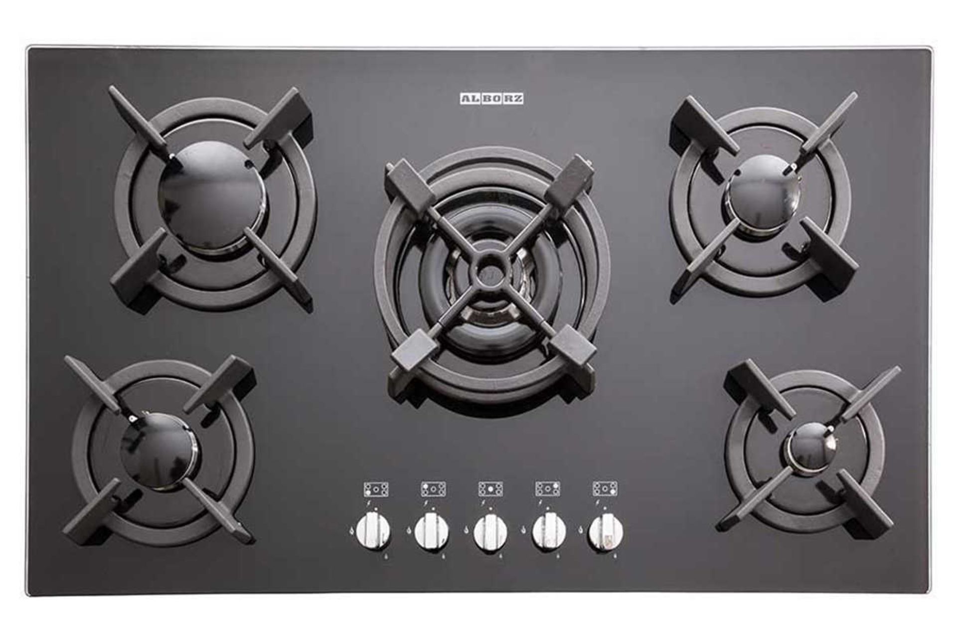 نمای بالای اجاق گاز صفحه ای 5 شعله استیل البرز G-5904 