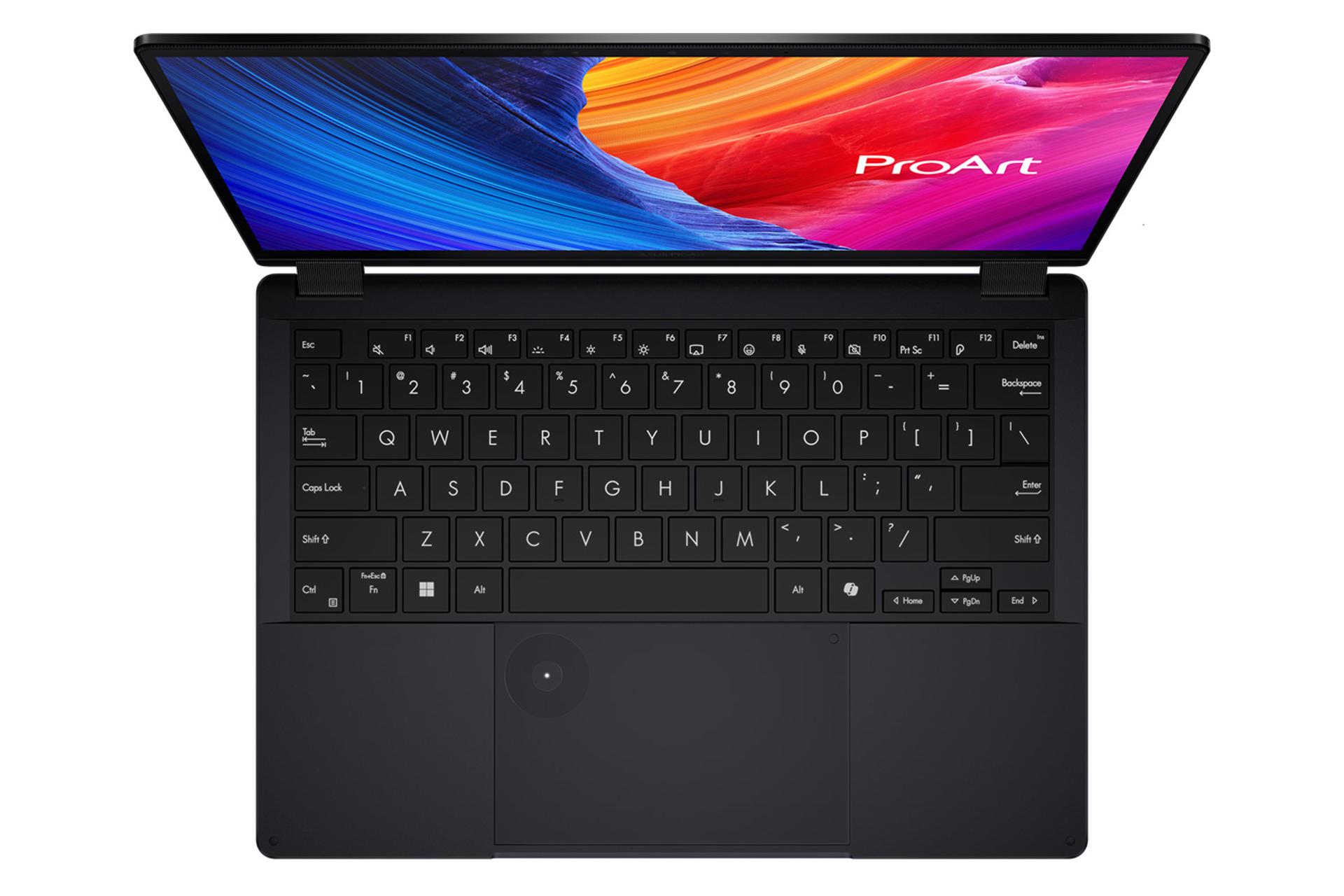 لپ تاپ ایسوس ASUS ProArt PX13 HN7306WV نمای بالا و کیبورد