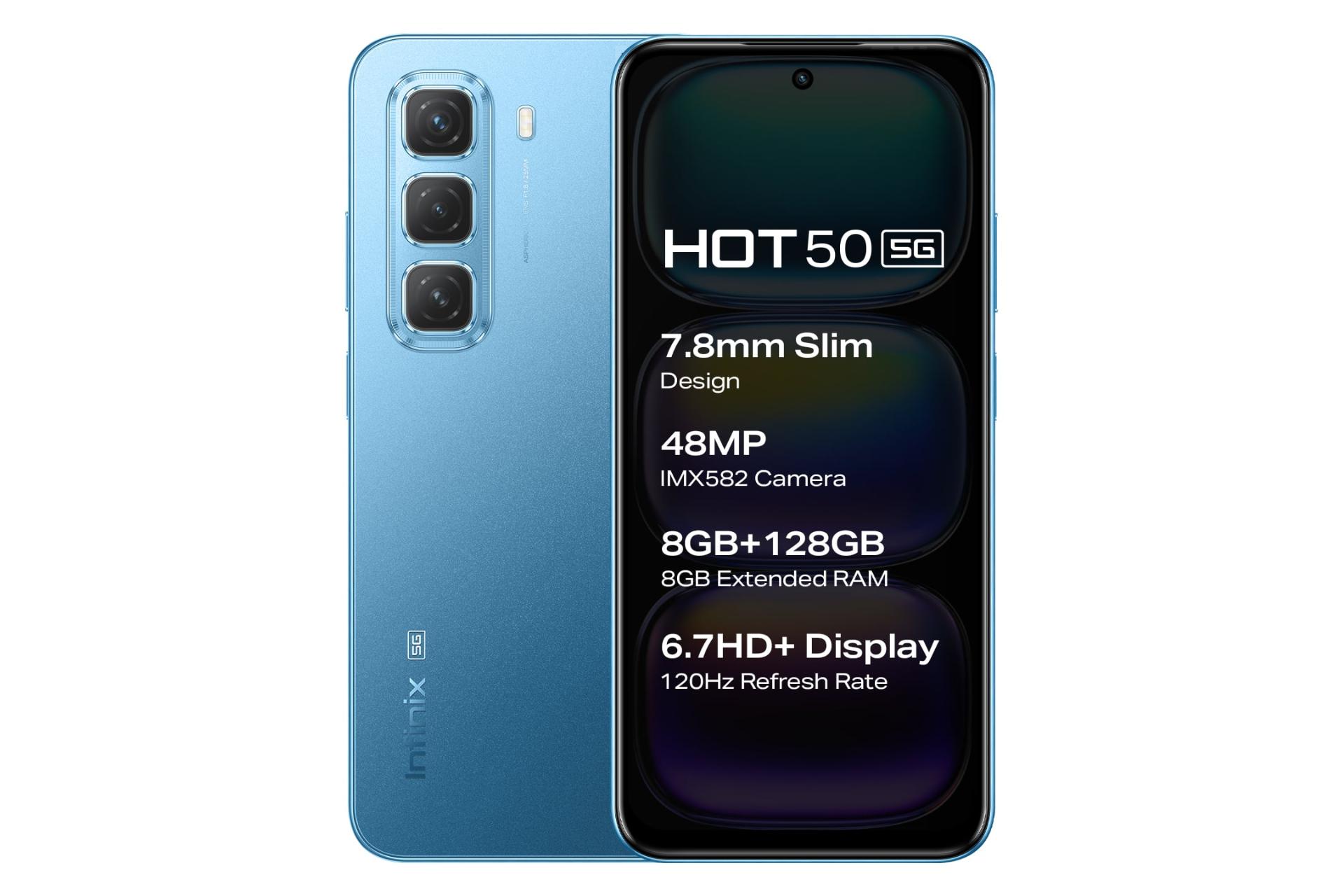 پنل جلو و پشت گوشی موبایل اینفینیکس Infinix Hot 50 آبی