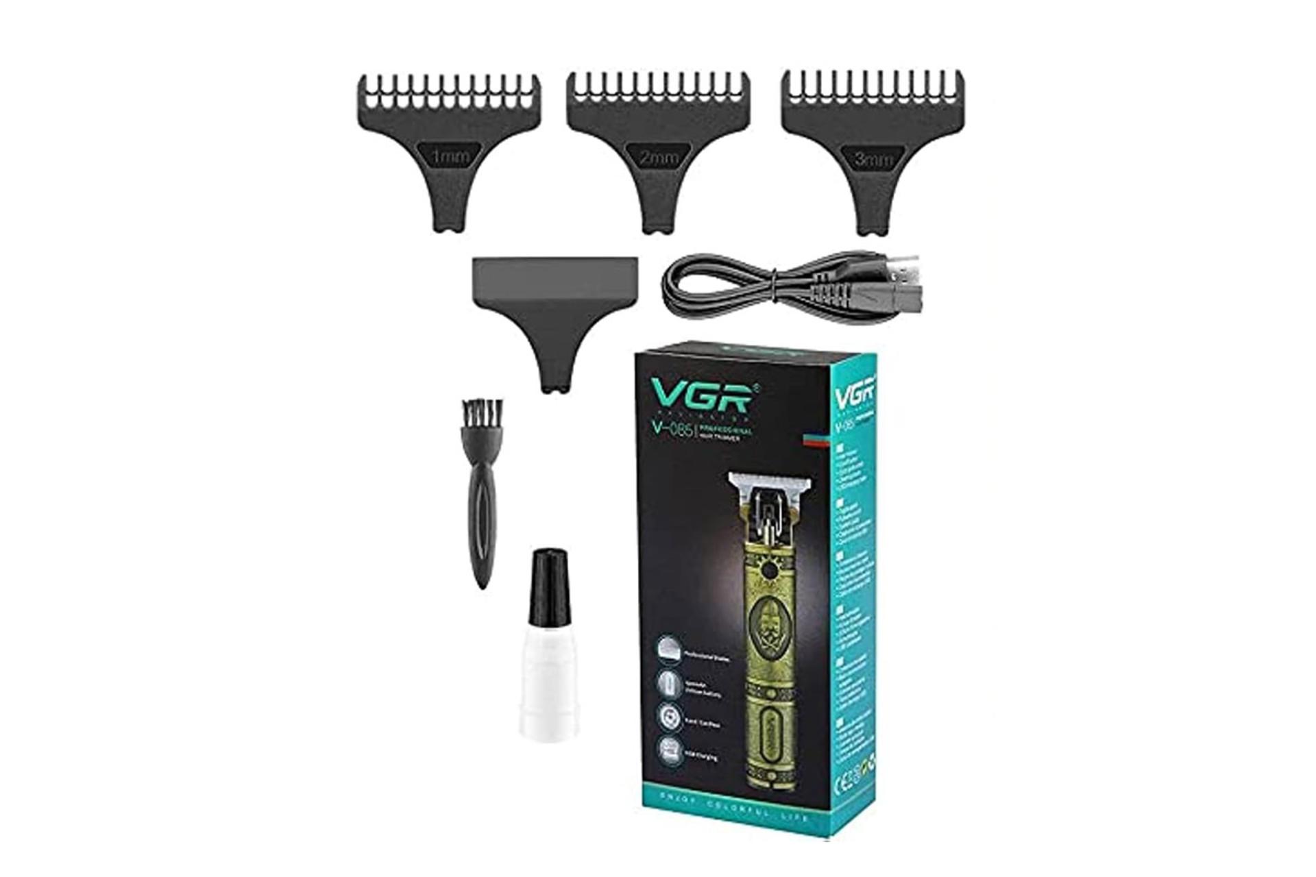 ماشین اصلاح و ریش تراش وی جی آر VGR V-085 نمای جعبه و لوازم همراه