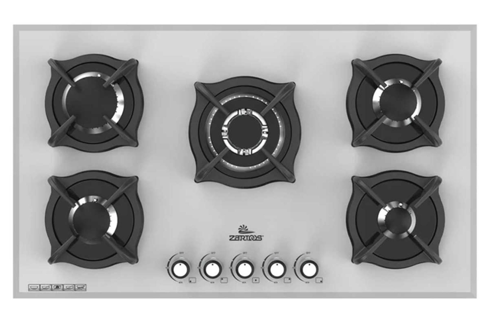 نمای بالای اجاق گاز صفحه ای زرتوس ZG5003W رنگ سفید