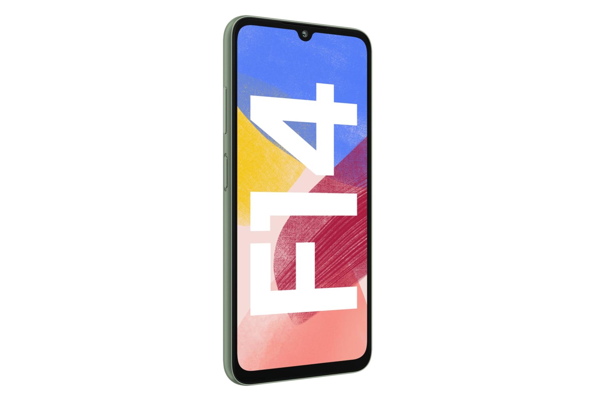 سمت چپ پنل جلوی گوشی موبایل گلکسی F14 سامسونگ 4G سبز / Samsung Galaxy F14 4G