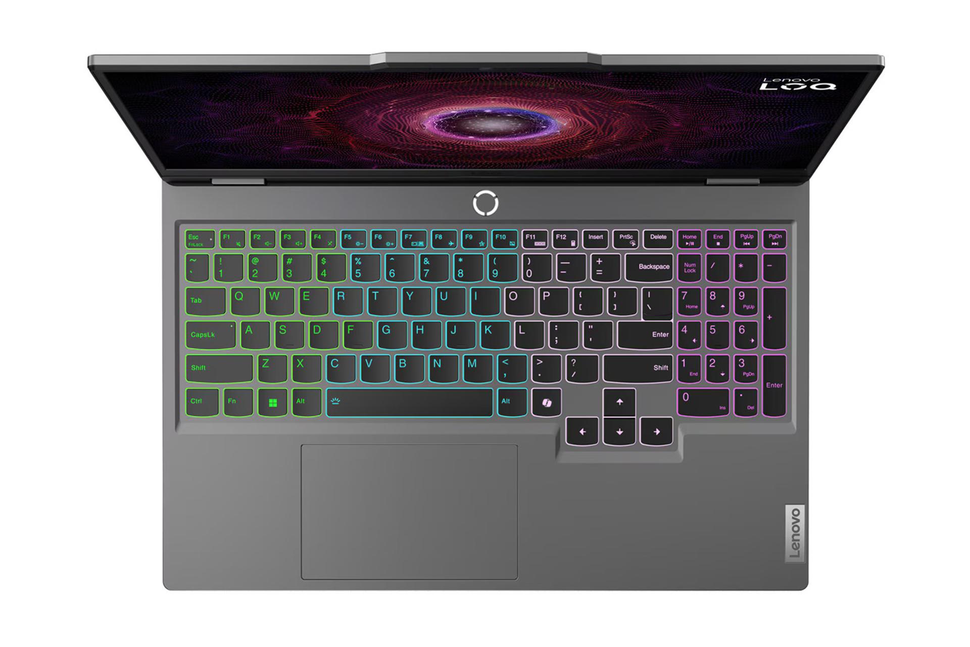 لپ تاپ لنوو Lenovo LOQ 15AHP9 نمای بالا و کیبورد