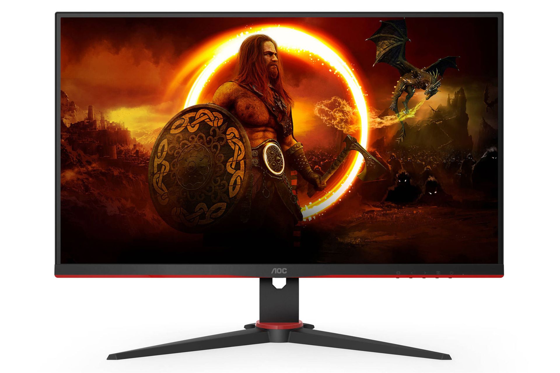 نمای جلو و لوگوی مانیتور ای او سی 27 اینچ مدل 27G2SE