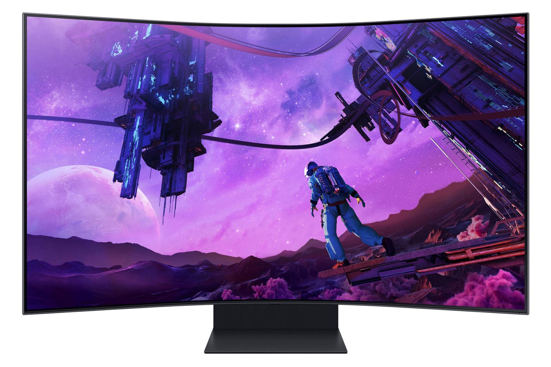 نمای جلو و رزولوشن مانیتور سامسونگ 55 اینچ مدل Odyssey Ark LS55BG970NNXGO