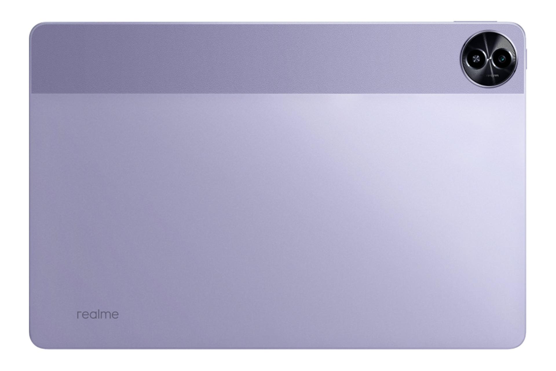 نمای پنل پشت تبلت ریلمی پد 2 لایت / Realme Pad 2 Lite با نمایش لوگو و دوربین پنل پشت رنگ بنفش
