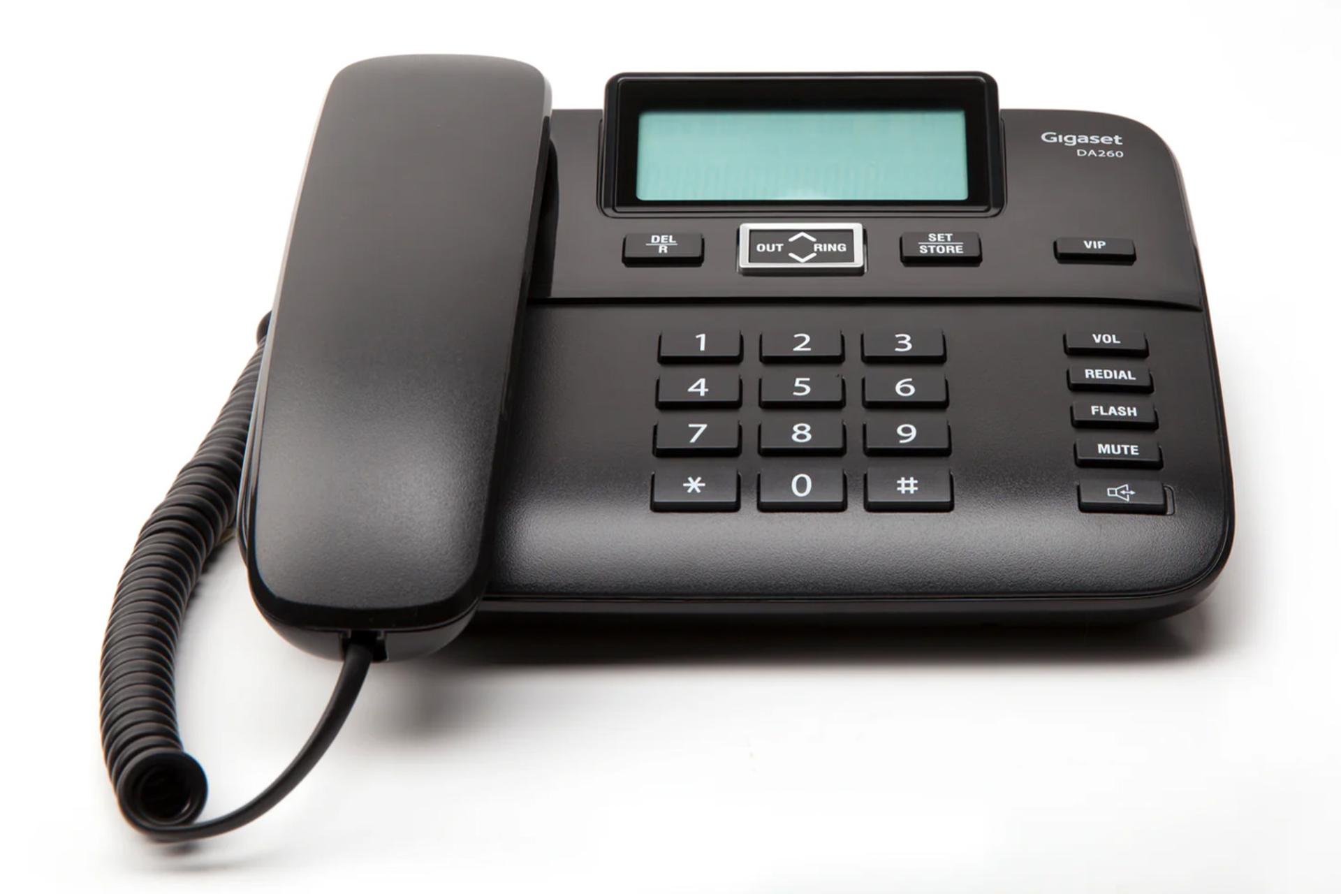 نمای رو به روی تلفن گیگاست DA260 با نمایش لبه پایین