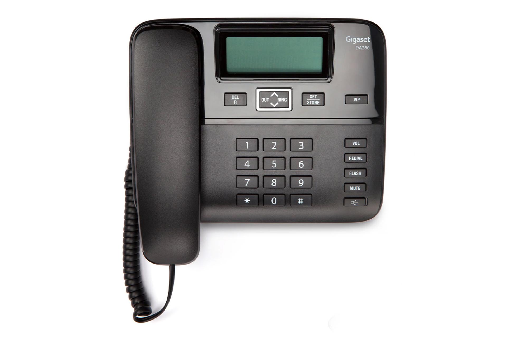 نمای بالای تلفن گیگاست DA260 با نمایش دکمه ها و نمایشگر