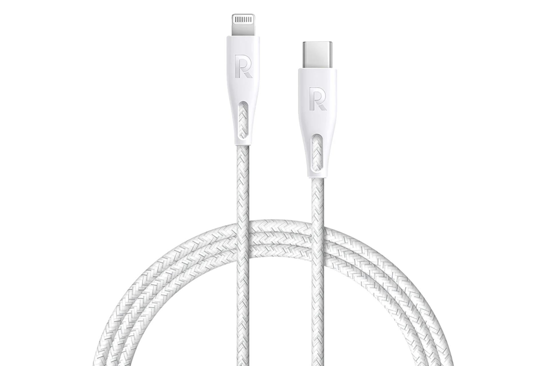 کابل شارژ USB راوپاور Type-C به Lightning مدل RP-CB1017 با طول 1.2 متر رنگ سفید