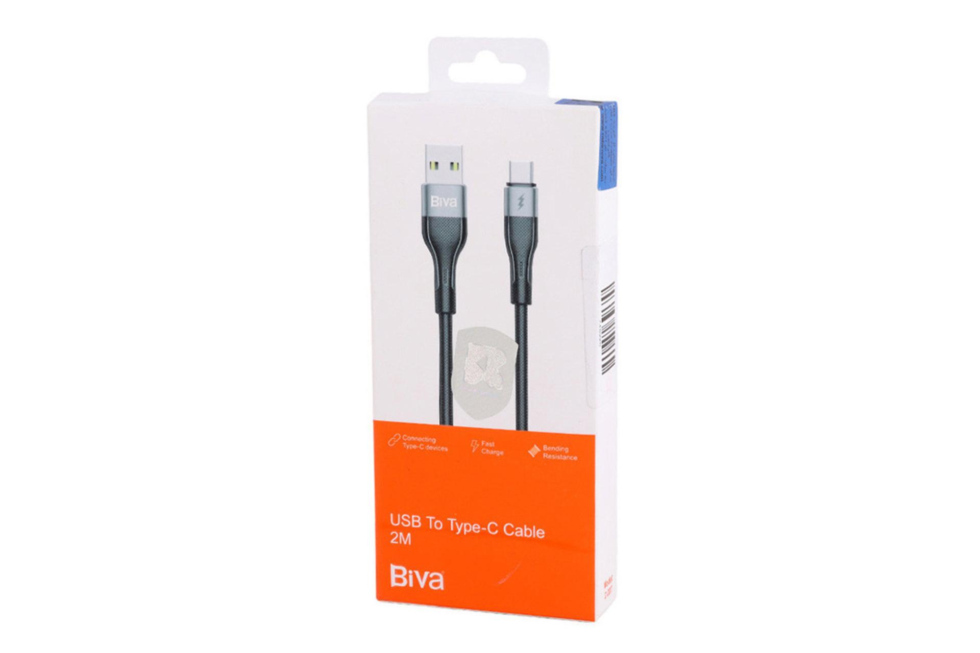 جعبه کابل شارژ USB بیوا Type-A به Type-C مدل C-20T با طول 2 متر