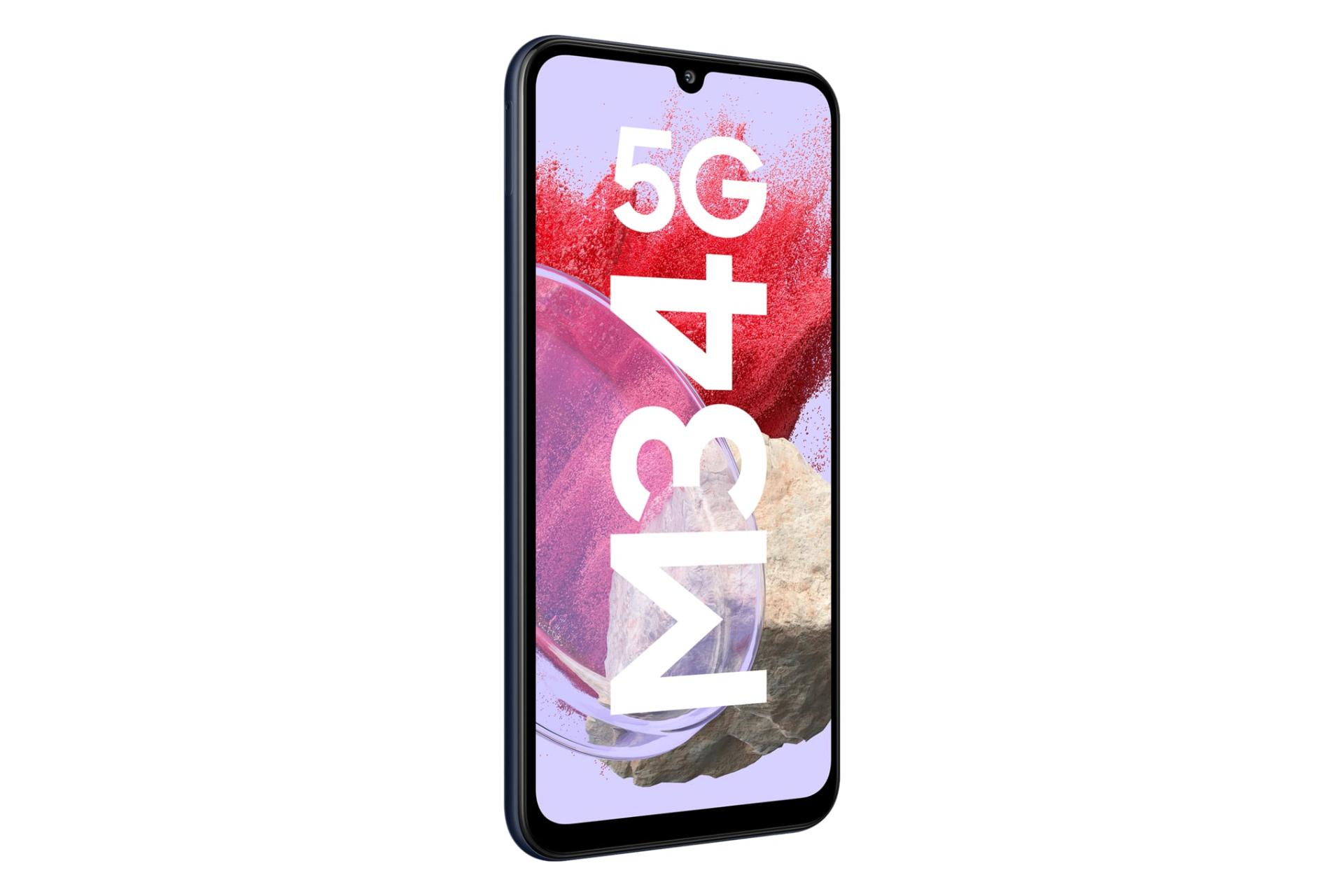 سمت چپ پنل جلوی گوشی موبایل گلکسی M34 سامسونگ 5G سرمه ای تیره / Samsung Galaxy M34 5G