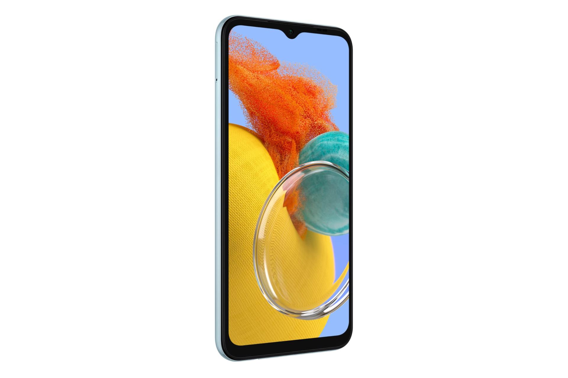 سمت چپ پنل جلوی گوشی موبایل گلکسی M14 سامسونگ آبی روشن / Samsung Galaxy M14