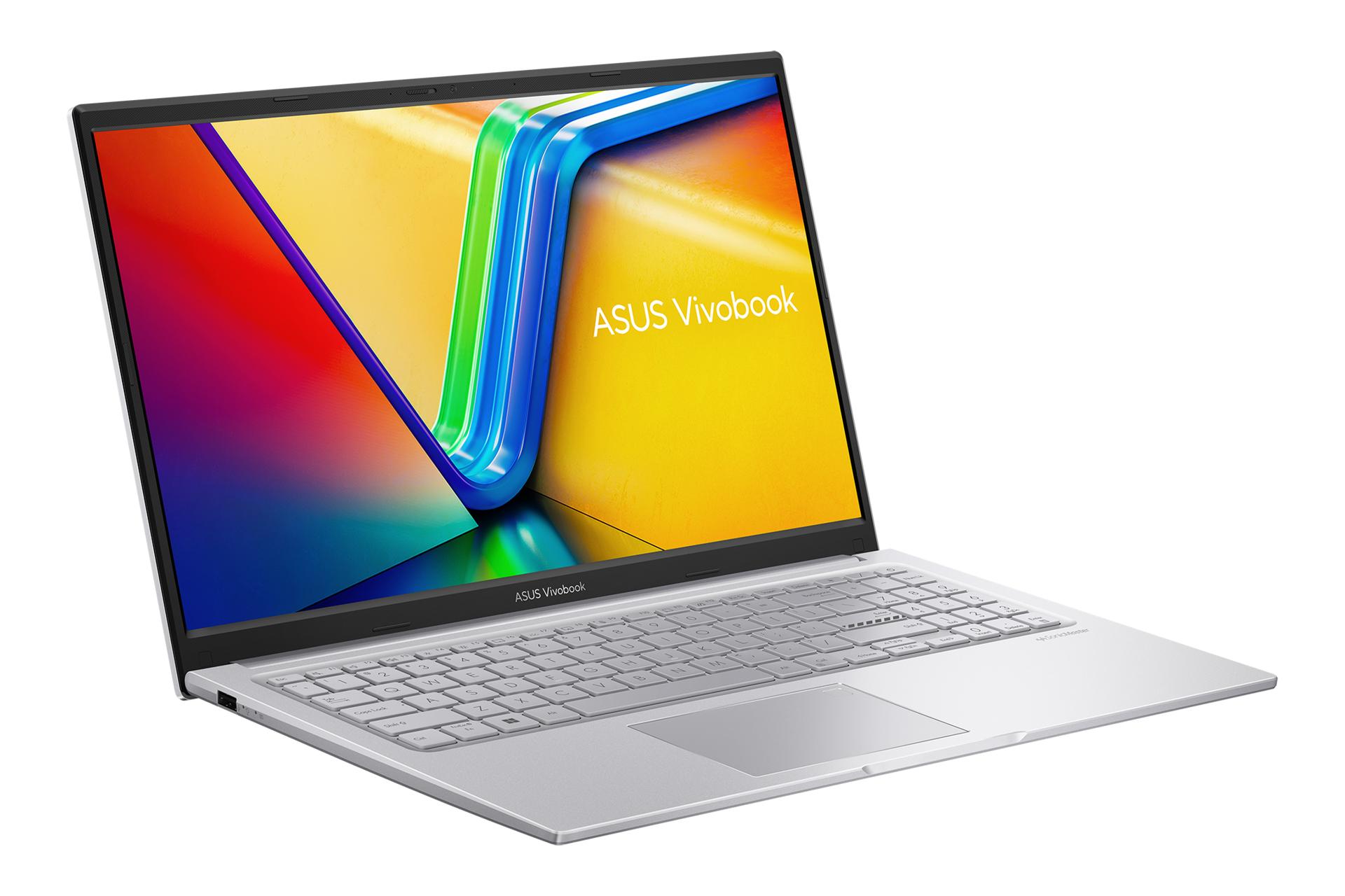 نمای نیمرخ لپ تاپ Vivobook 15 F1504VAP ایسوس با نمایش پنل جلو و درگاه های لبه سمت چپ