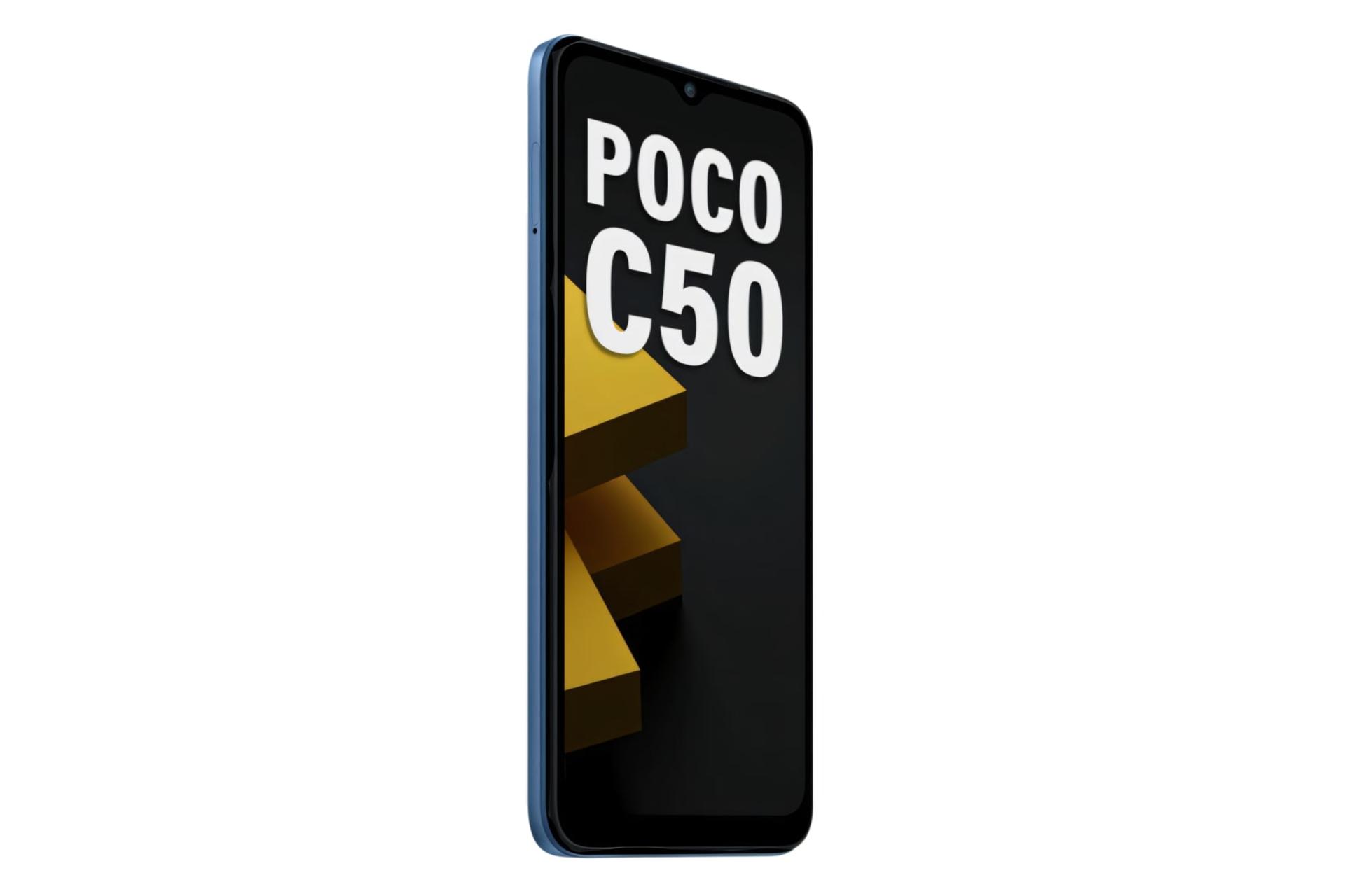 سمت چپ پنل جلوی گوشی موبایل پوکو C50 شیائومی آبی / Xiaomi Poco C50