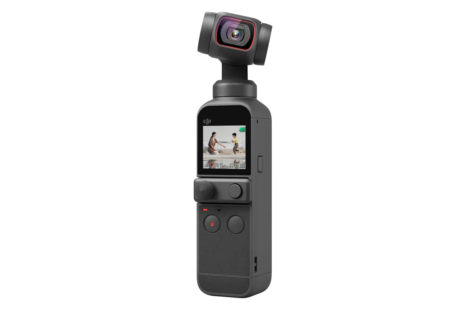 مرجع متخصصين ايران دوربين دي جي آي DJI Pocket 2 نماي راست صفحه نمايش روشن