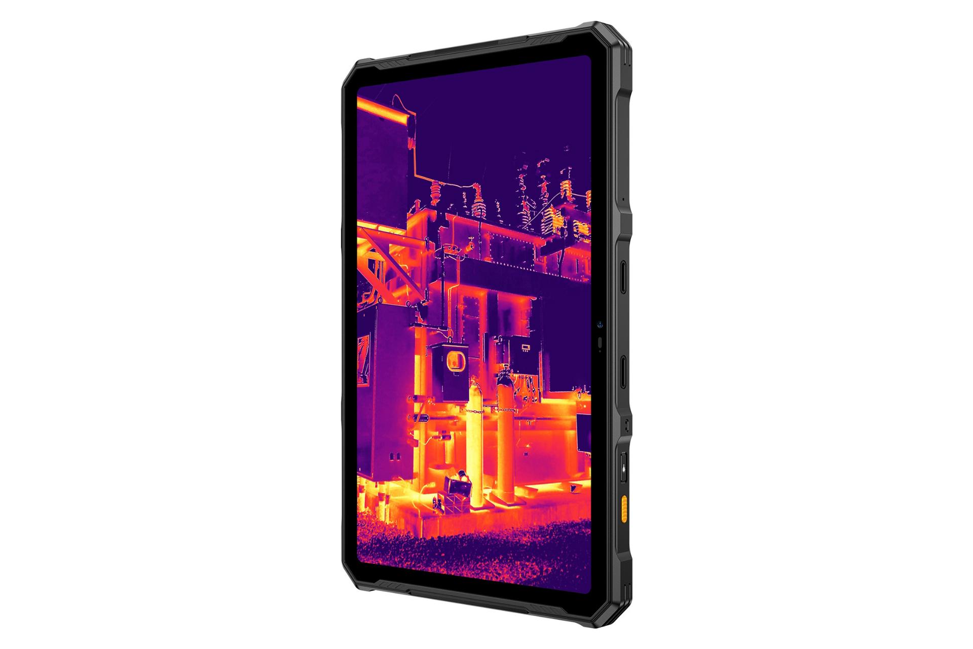 نمای نیمرخ تبلت آرمور پد 4 اولترا Thermal یولفون / Ulefone Armor Pad 4 Ultra Thermal با نمایش پنل جلو و لبه سمت راست