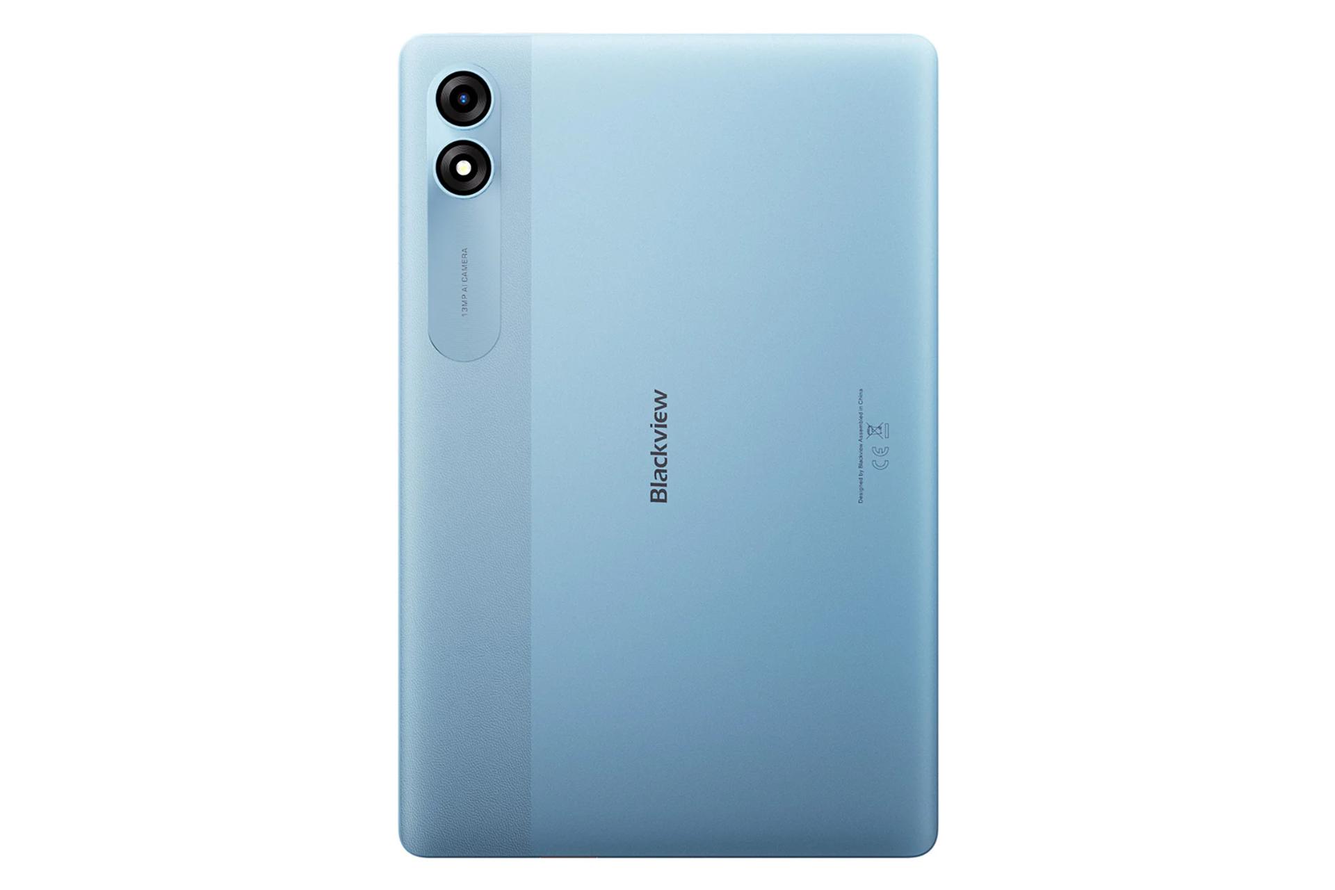نمای پنل پشت تبلت تب 90 بلک ویو / Blackview Tab 90 با نمایش لوگو و دوربین پنل پشت رنگ آبی