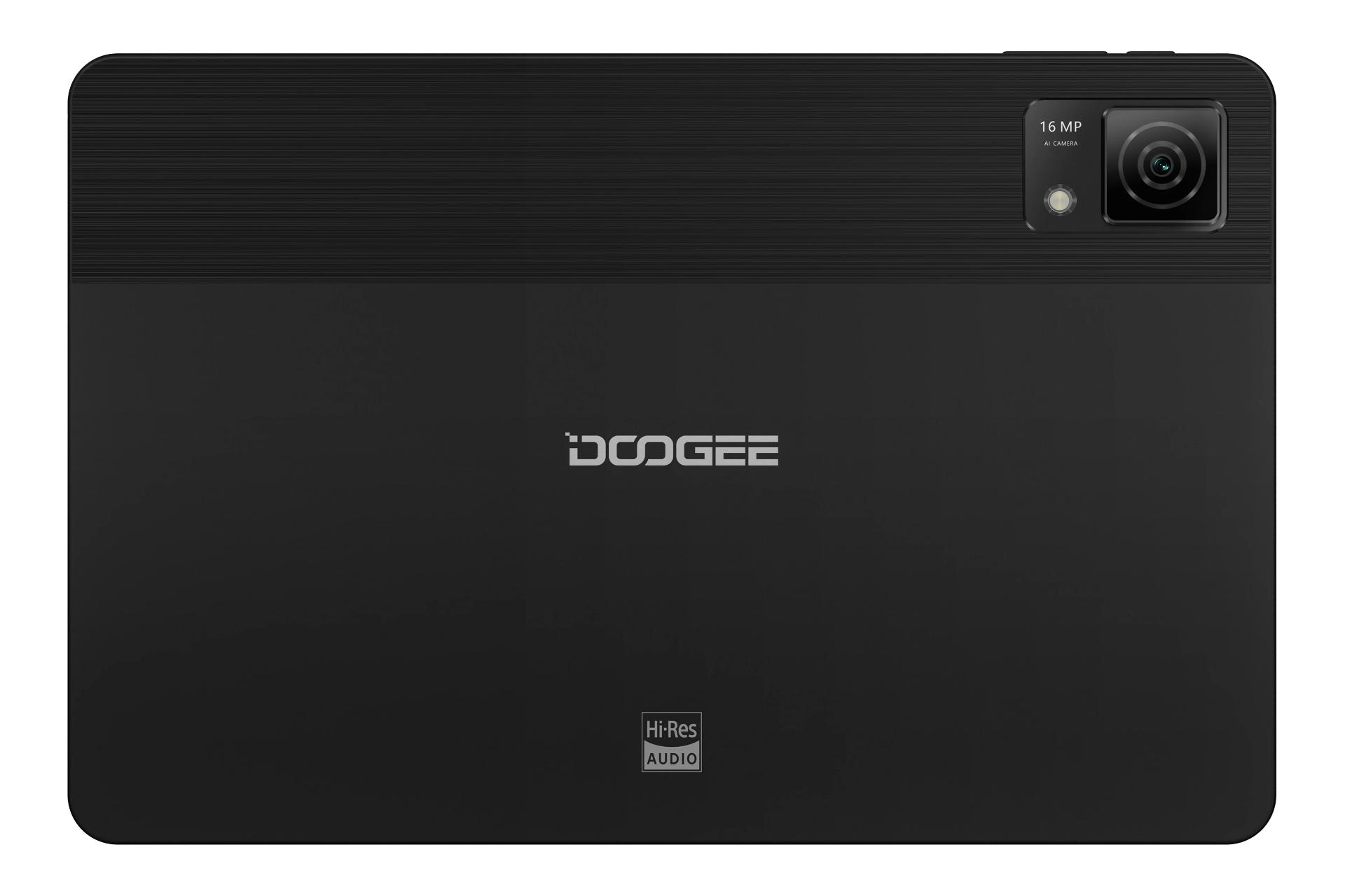 نمای پنل پشت تبلت T40 دوجی / Doogee T40 با نمایش دوربین و لوگو رنگ مشکی