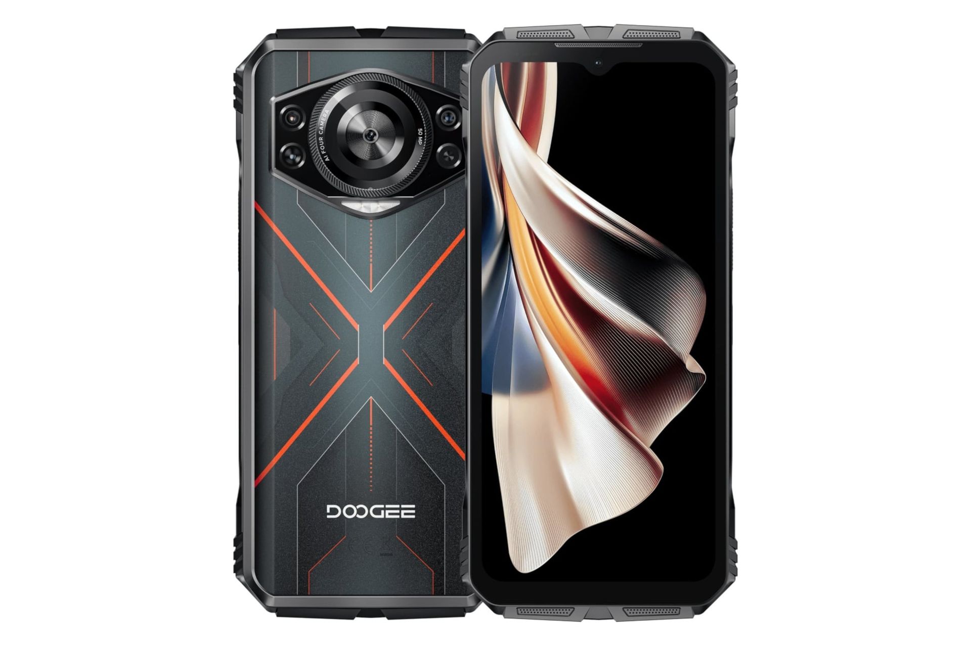 پنل جلو و پشت گوشی موبایل دوجی Doogee S Cyber مشکی و قرمز