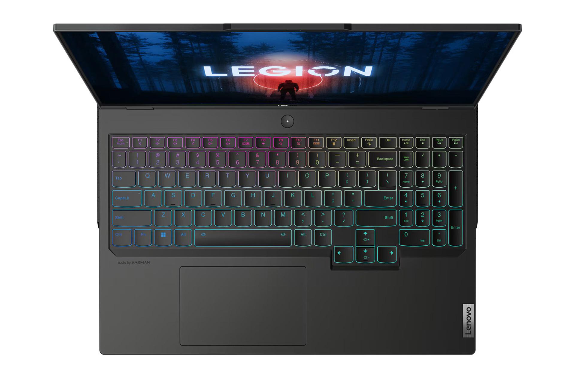 لپ تاپ لنوو Lenovo Legion Pro 7 16ARX8H نمای بالا و کیبورد مقاله از پژواک | مرجع تخصصی بازار موبایل ایران