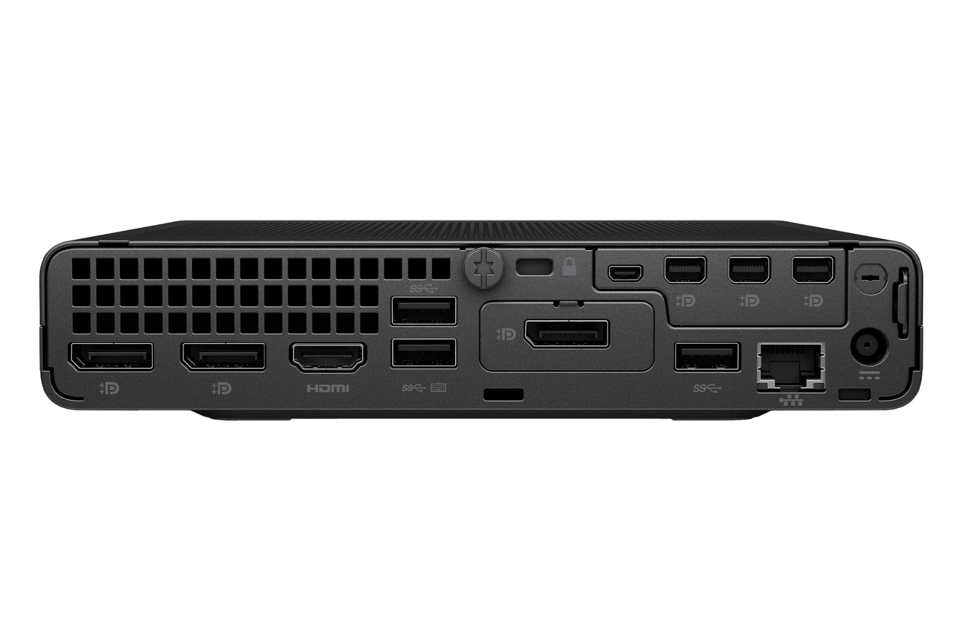 نمای پنل پشت کامپیوتر کوچک Elite Mini 600 G9 اچ پی با نمایش درگاه ها