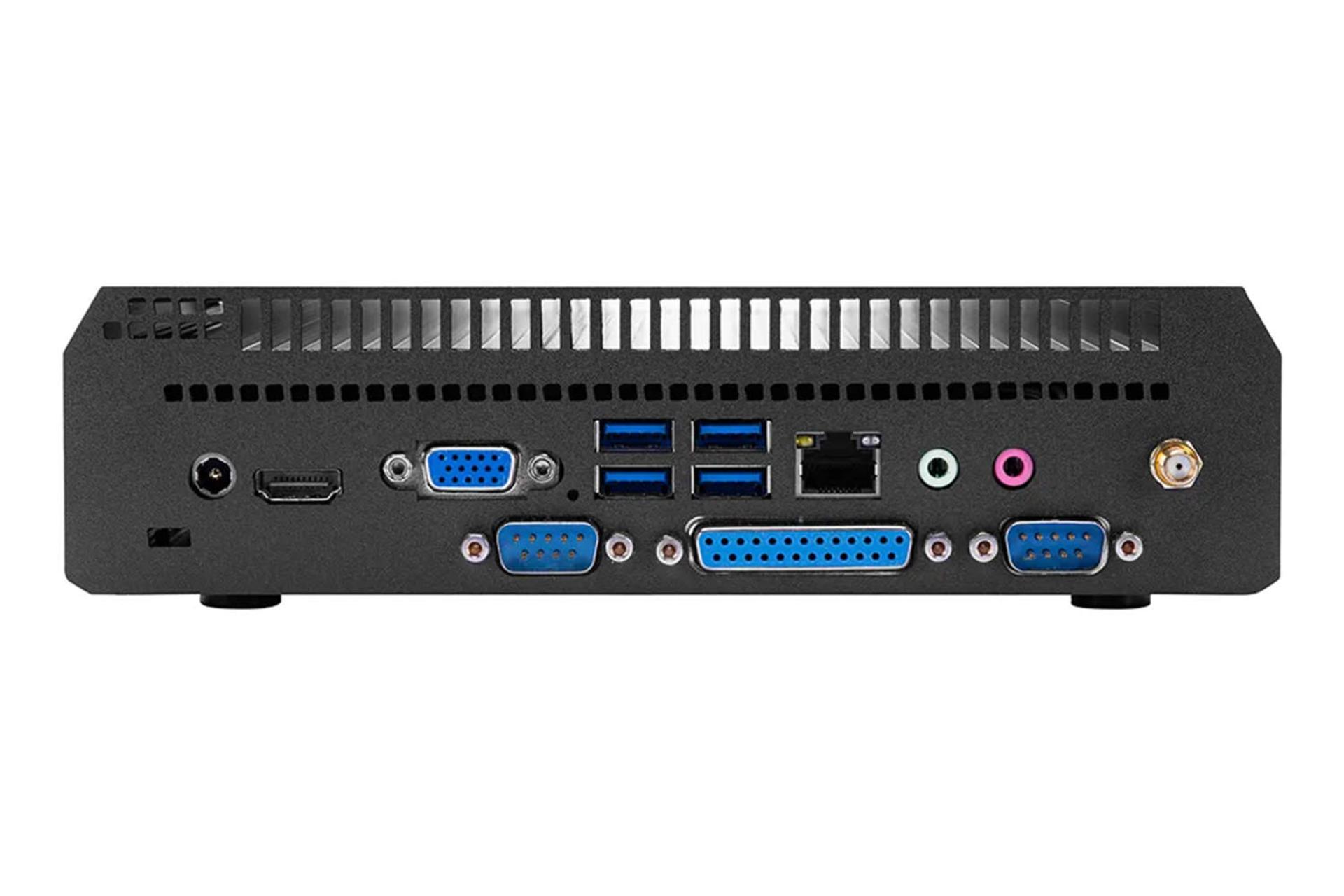 نمای پنل پشت کامپیوتر کوچک UR1-K11 یونیوو با نمایش درگاه ها