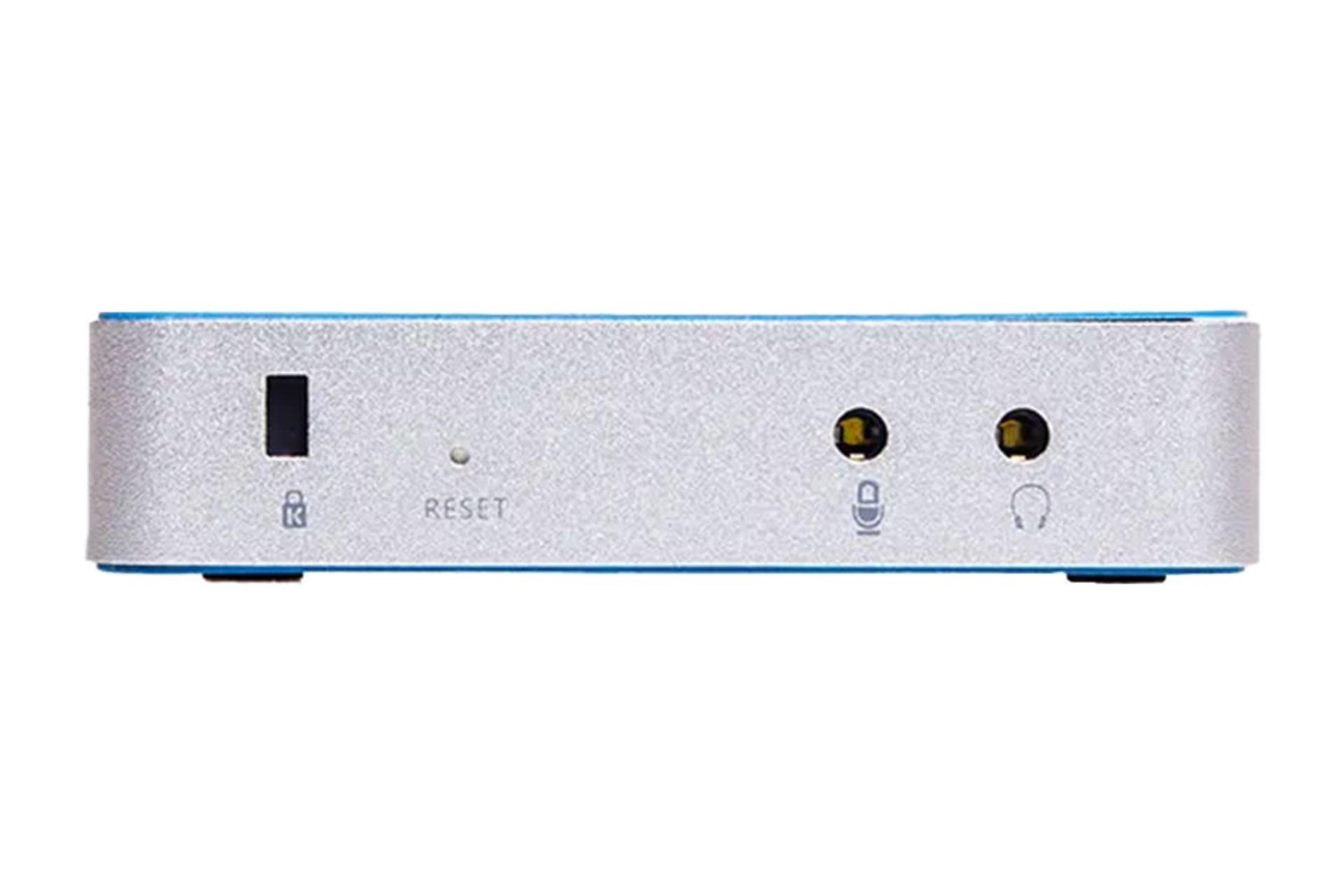 نمای لبه کناری کامپیوتر کوچک C75 V2 سنترم با نمایش اسلات قفل امنیتی و درگاه ها